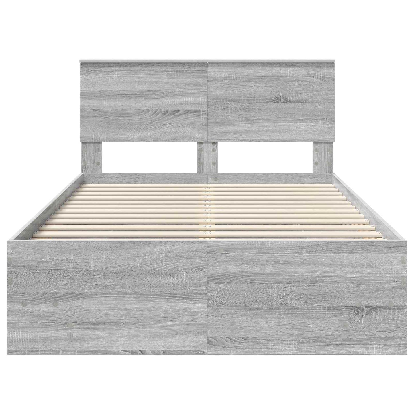 Bedframe met hoofdeinde Grijs Sonoma 120 x 123 cm Bewerkt hout is nu te koop bij PeponiXL, paradijselijk wonen!