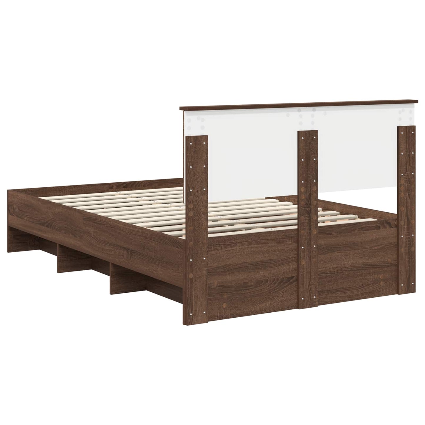 Bedframe met hoofdeinde Bruin Eiken 120 x 123 cm Bewerkt hout is nu te koop bij PeponiXL, paradijselijk wonen!
