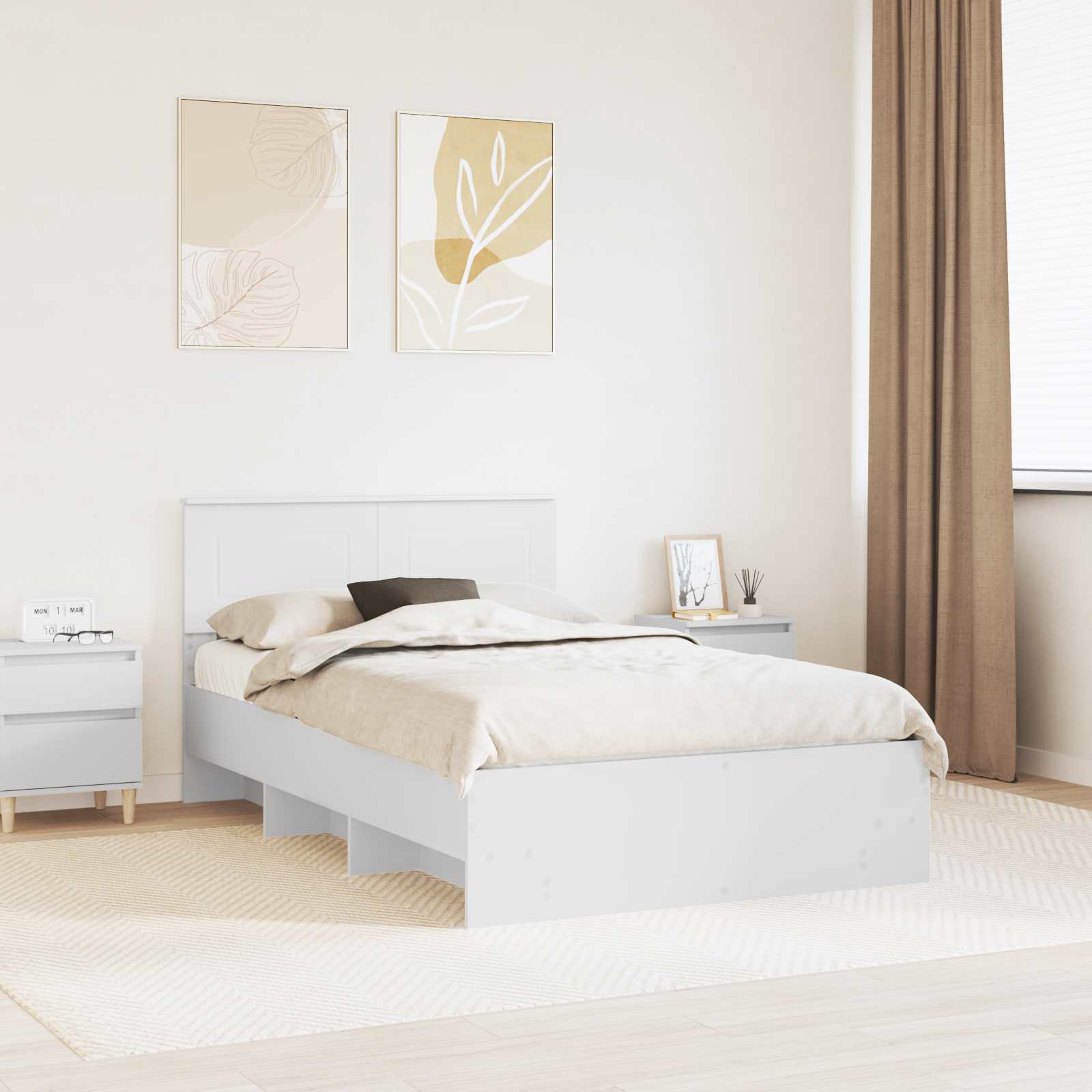 Bedframe met hoofdeinde Wit 120 x 123 cm Bewerkt hout is nu te koop bij PeponiXL, paradijselijk wonen!