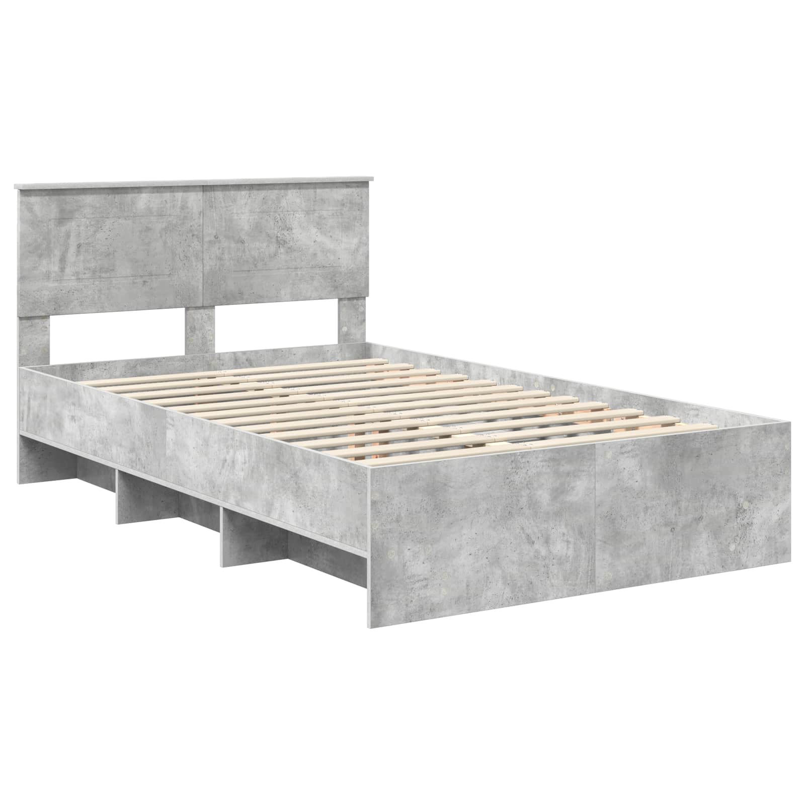 Bedframe met hoofdeinde Beton Grijs 120 x 123 cm Bewerkt hout is nu te koop bij PeponiXL, paradijselijk wonen!