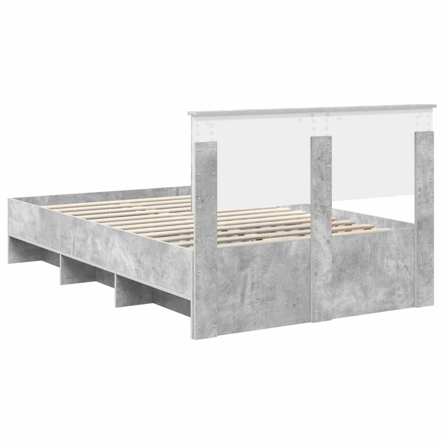 Bedframe met hoofdeinde Beton Grijs 120 x 123 cm Bewerkt hout is nu te koop bij PeponiXL, paradijselijk wonen!