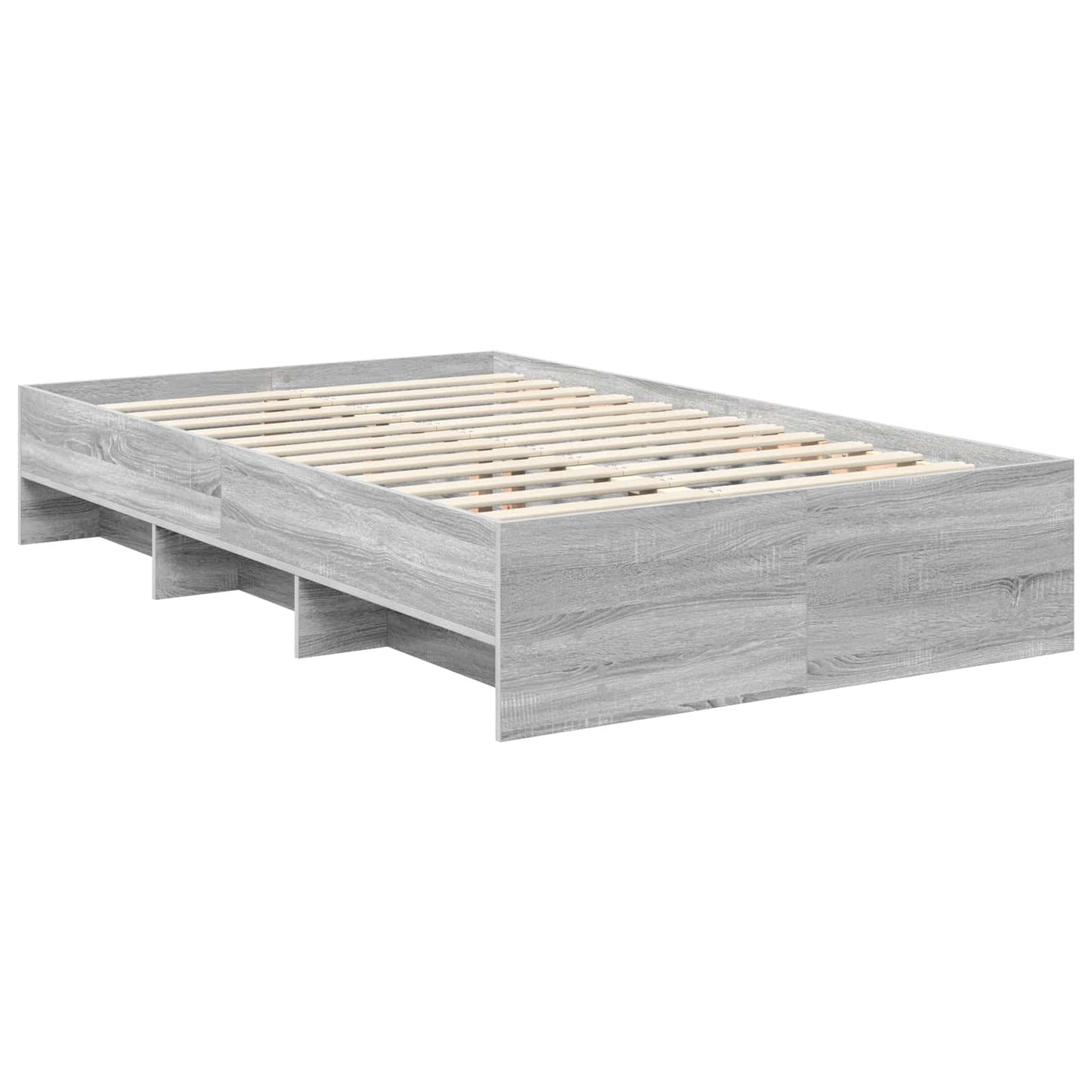 Bedframe met hoofdeinde Grijs Sonoma 120 x 123 cm Bewerkt hout is nu te koop bij PeponiXL, paradijselijk wonen!
