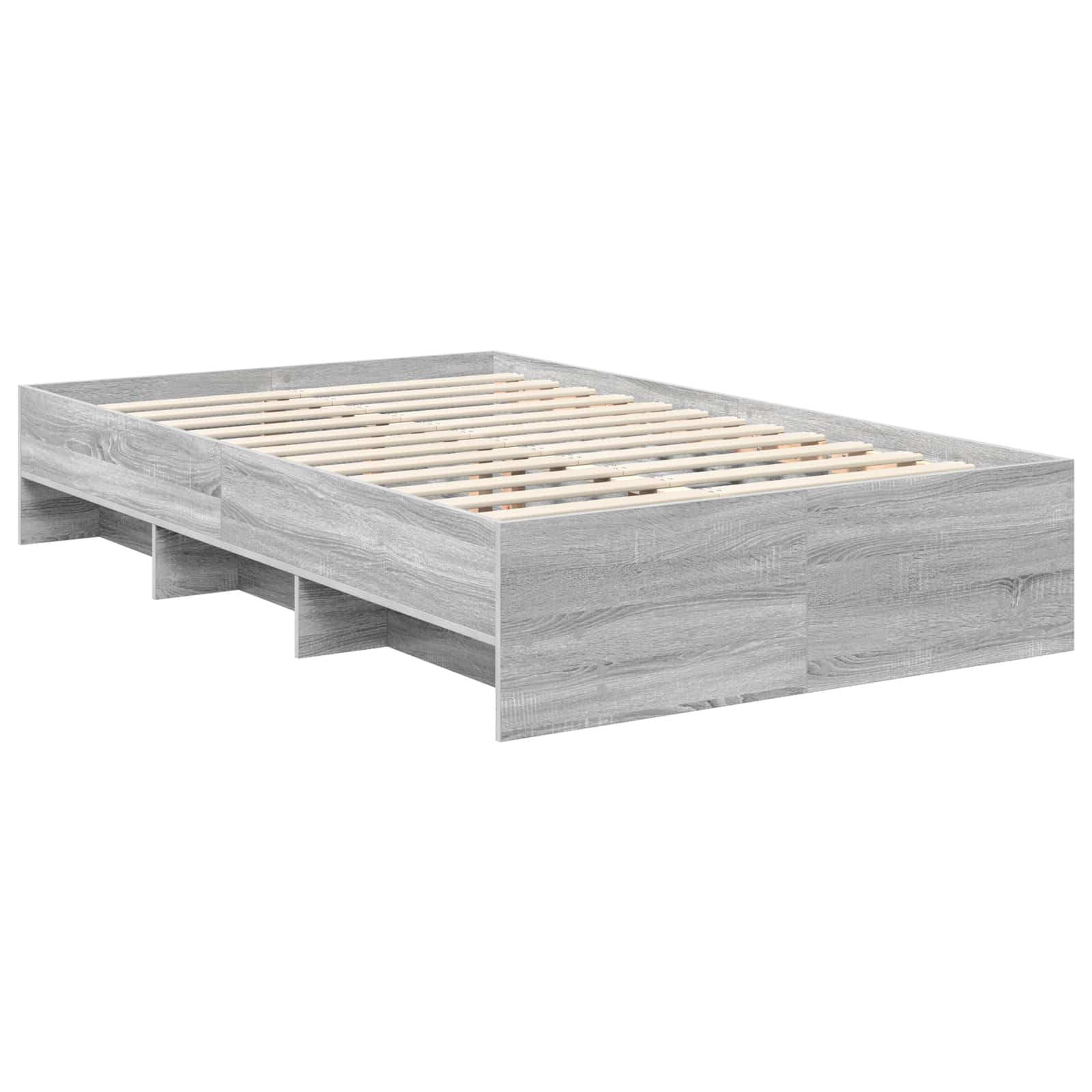 Bedframe met hoofdeinde Grijs Sonoma 120 x 123 cm Bewerkt hout is nu te koop bij PeponiXL, paradijselijk wonen!