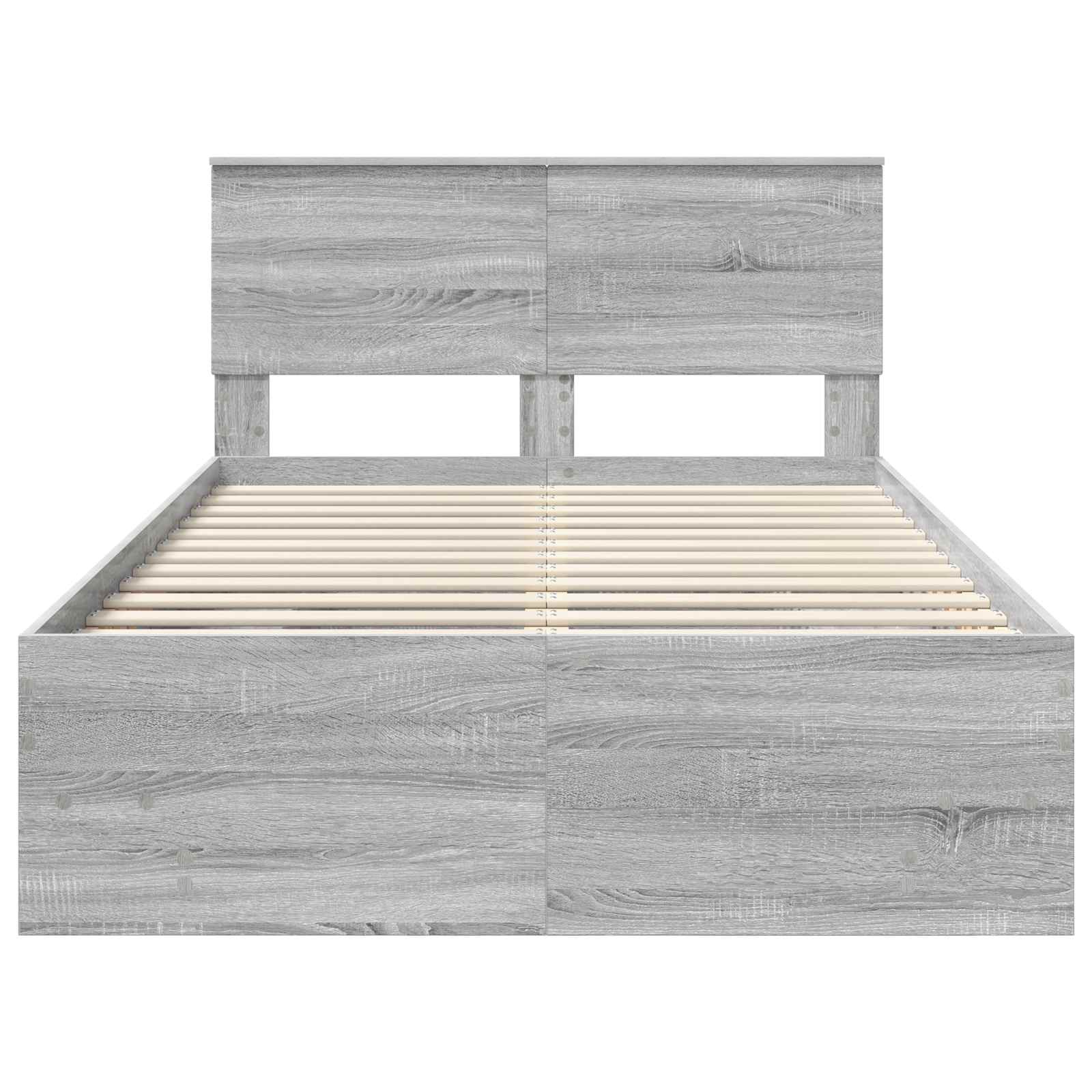 Bedframe met hoofdeinde Grijs Sonoma 120 x 123 cm Bewerkt hout is nu te koop bij PeponiXL, paradijselijk wonen!