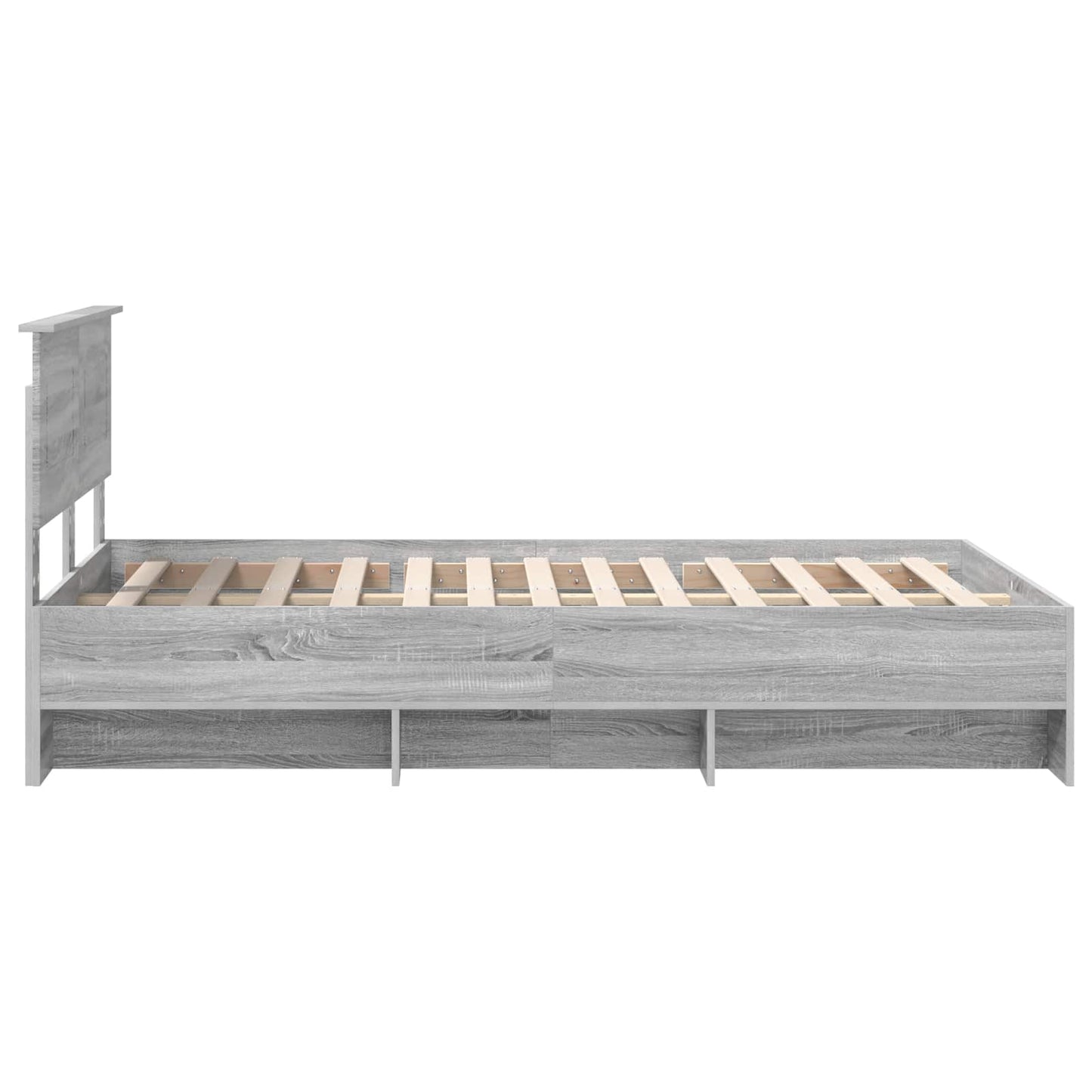 Bedframe met hoofdeinde Grijs Sonoma 120 x 123 cm Bewerkt hout is nu te koop bij PeponiXL, paradijselijk wonen!