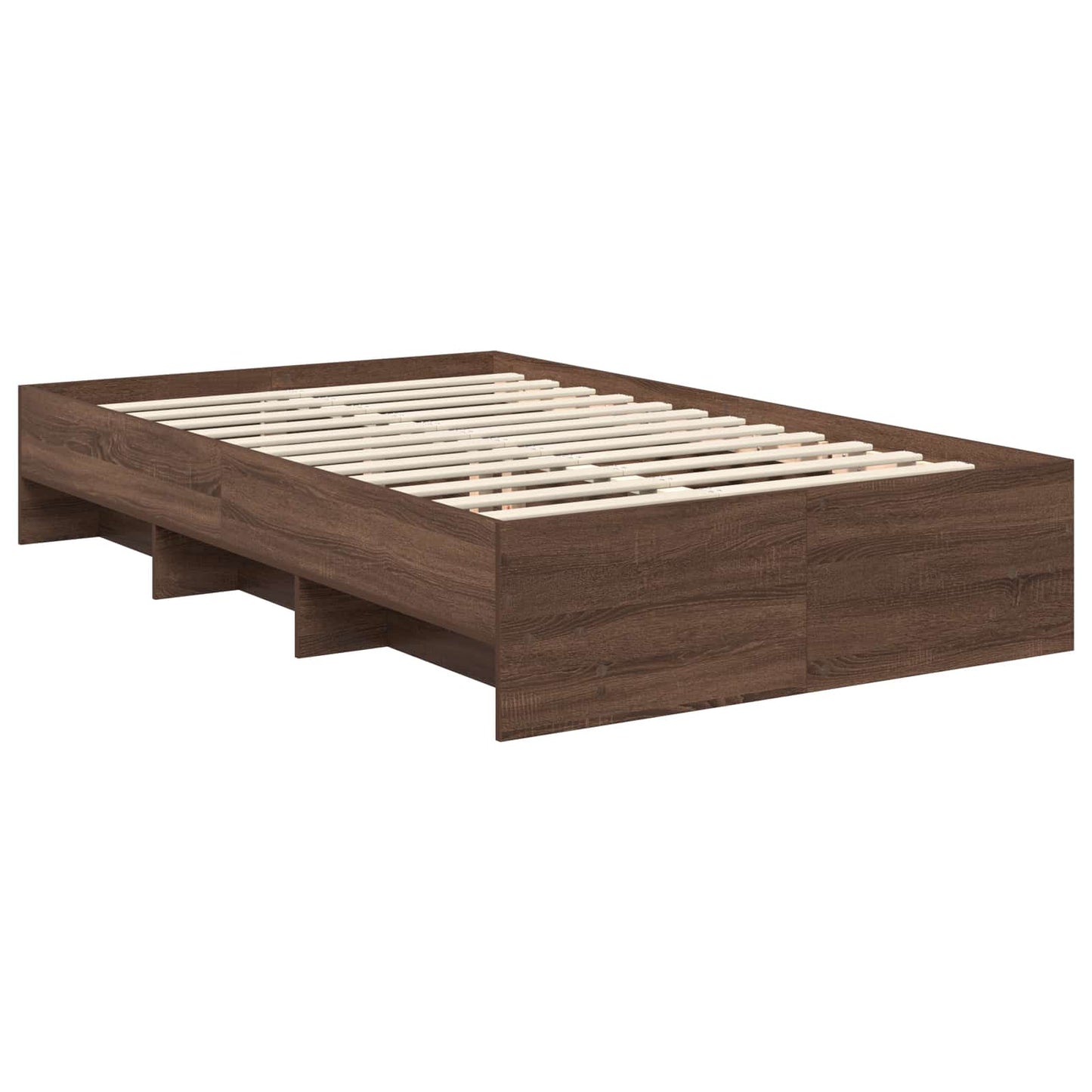 Bedframe met hoofdeinde Bruin Eiken 120 x 123 cm Bewerkt hout is nu te koop bij PeponiXL, paradijselijk wonen!