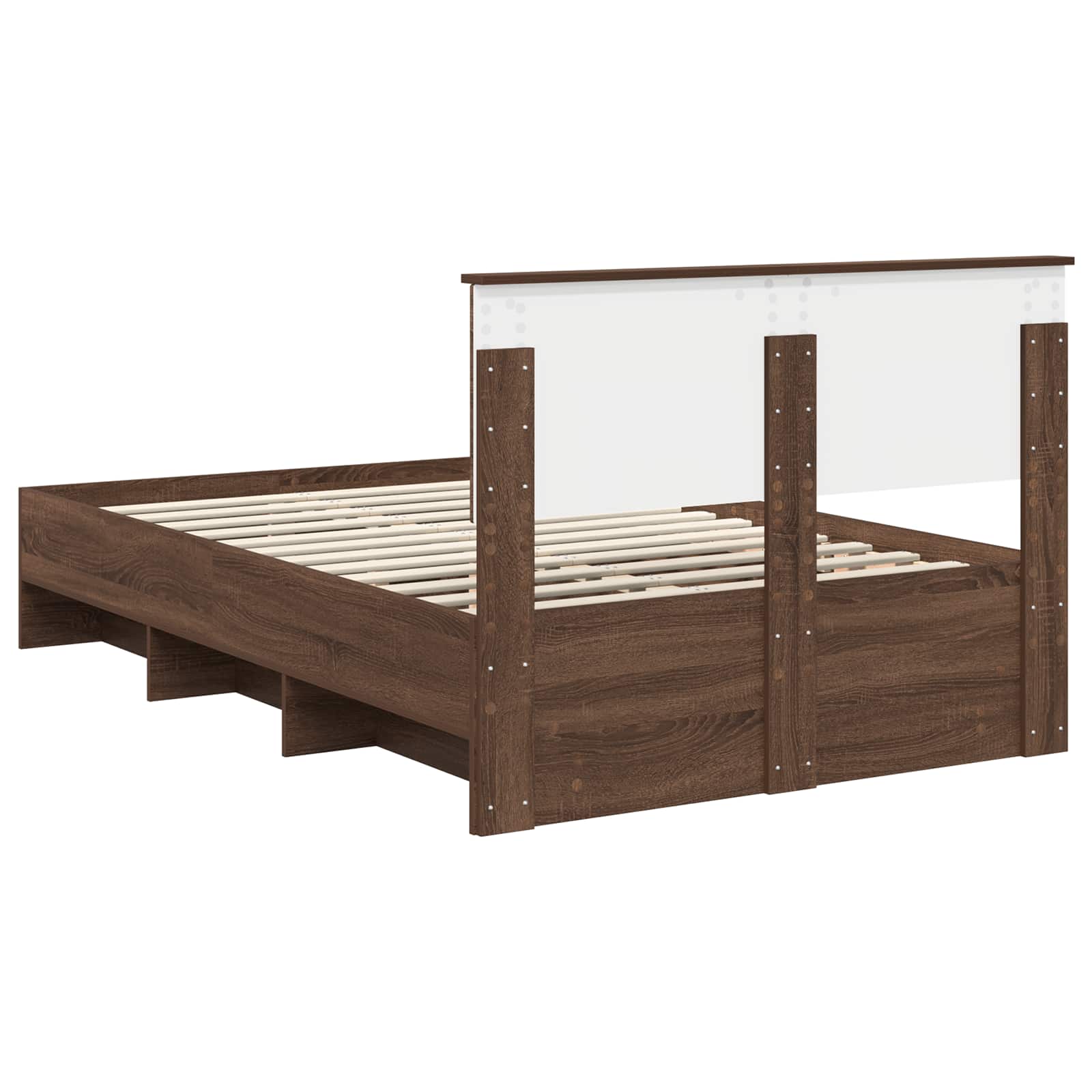 Bedframe met hoofdeinde Bruin Eiken 120 x 123 cm Bewerkt hout is nu te koop bij PeponiXL, paradijselijk wonen!