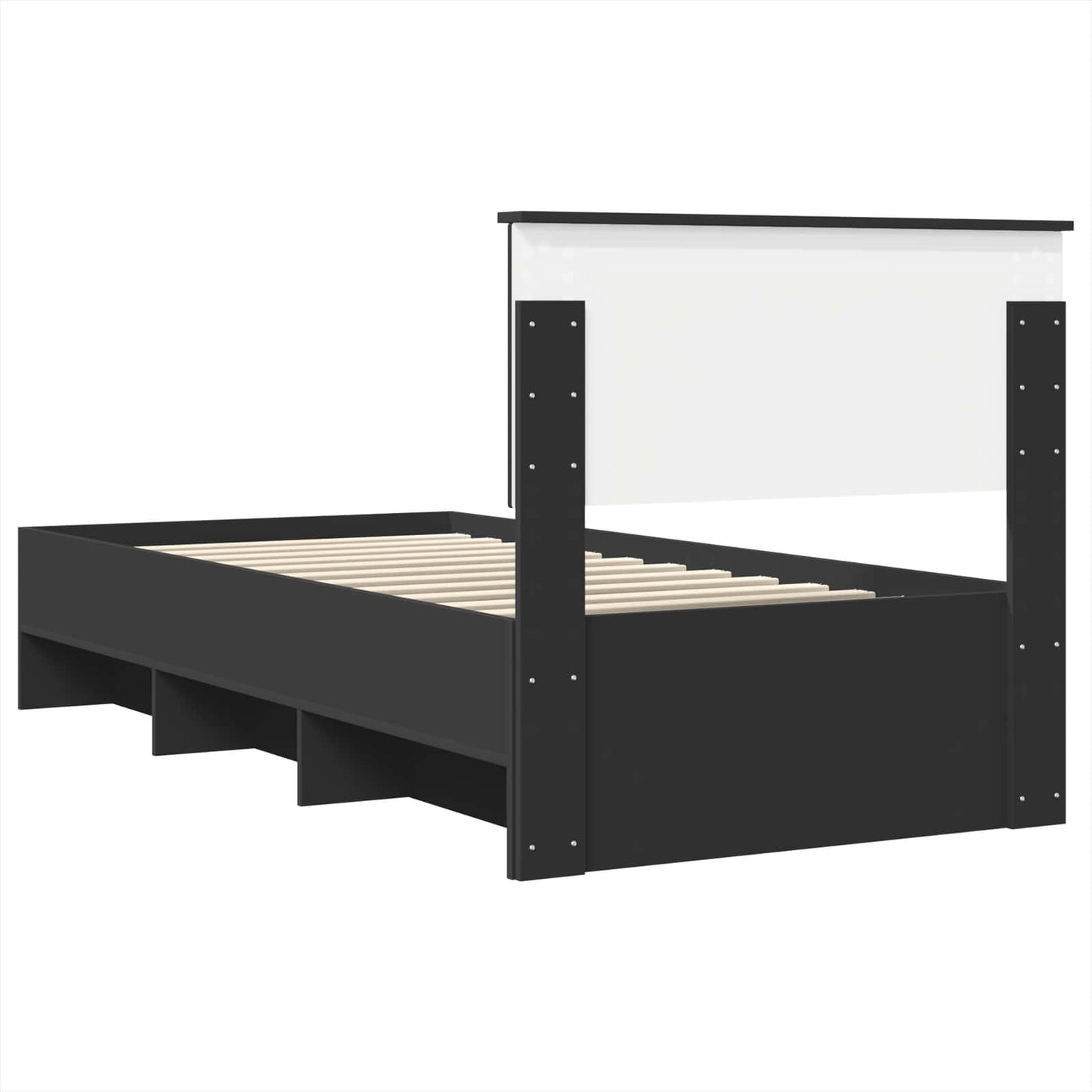 Bedframe met hoofdeinde Zwart 120 x 123 cm Bewerkt hout is nu te koop bij PeponiXL, paradijselijk wonen!