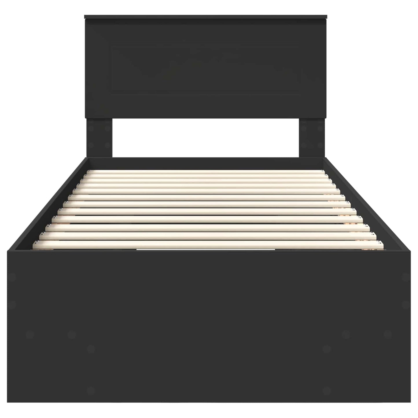 Bedframe met hoofdeinde Zwart 120 x 123 cm Bewerkt hout is nu te koop bij PeponiXL, paradijselijk wonen!