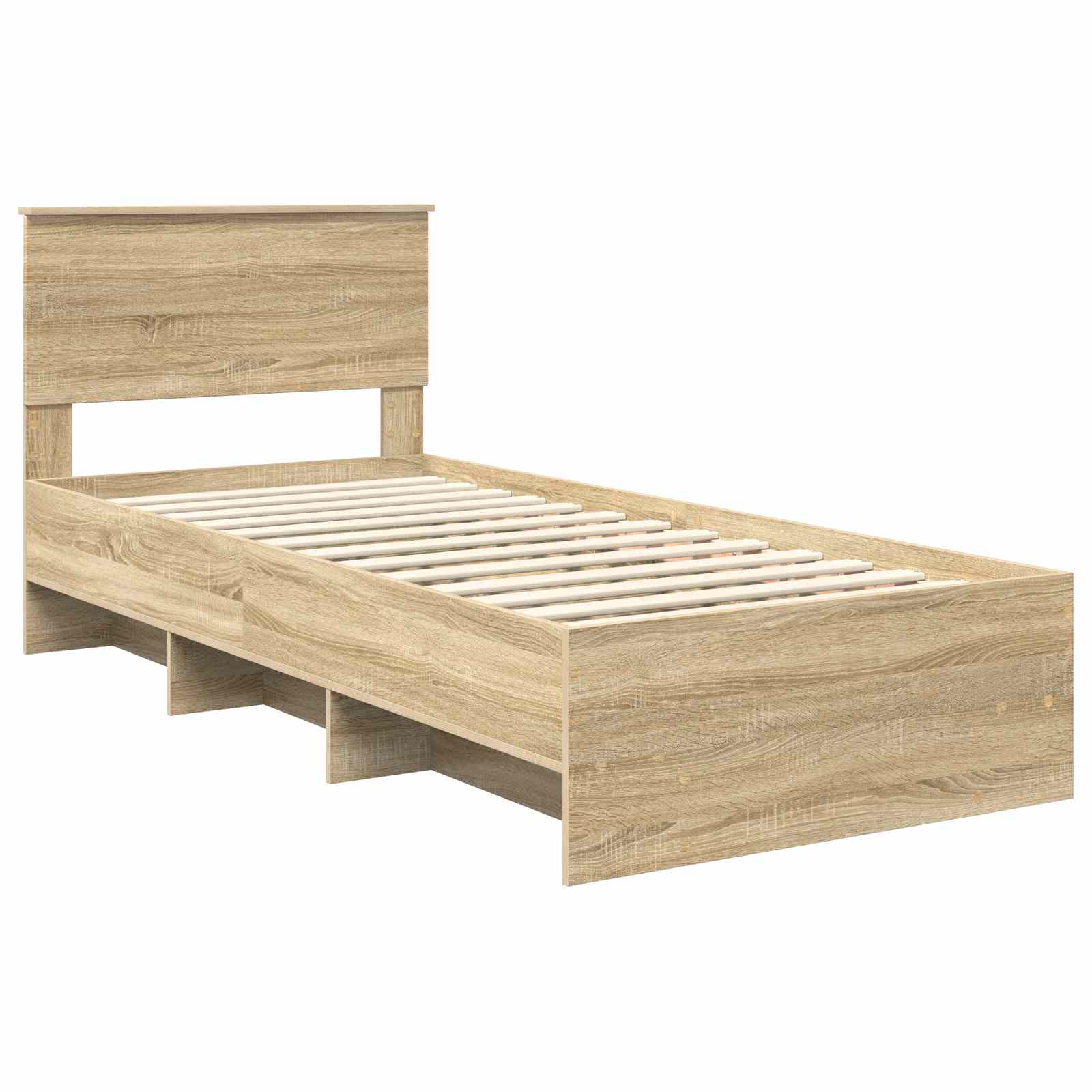Bedframe met hoofdeinde Sonoma Eiken 120 x 123 cm Bewerkt hout is nu te koop bij PeponiXL, paradijselijk wonen!