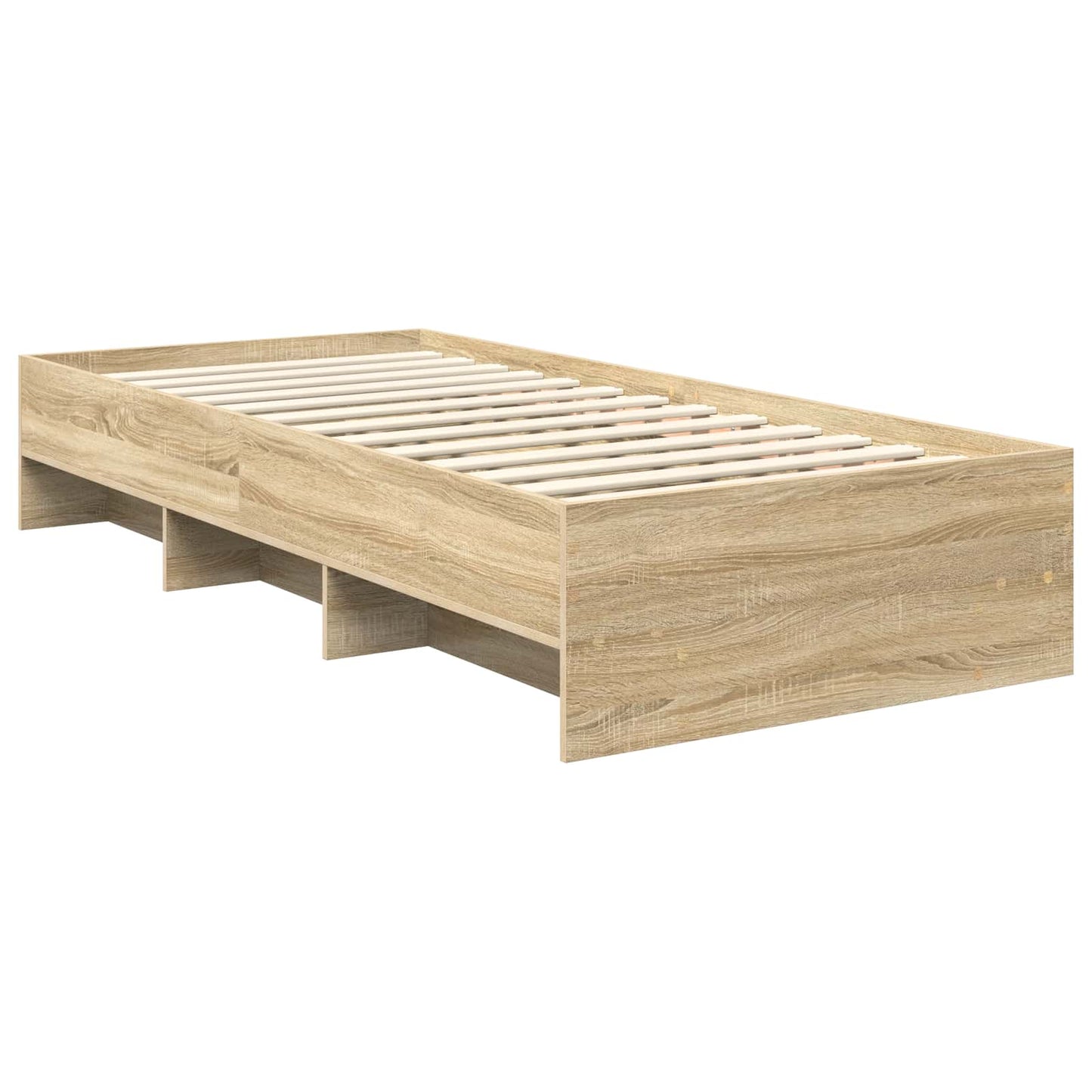 Bedframe met hoofdeinde Sonoma Eiken 120 x 123 cm Bewerkt hout is nu te koop bij PeponiXL, paradijselijk wonen!
