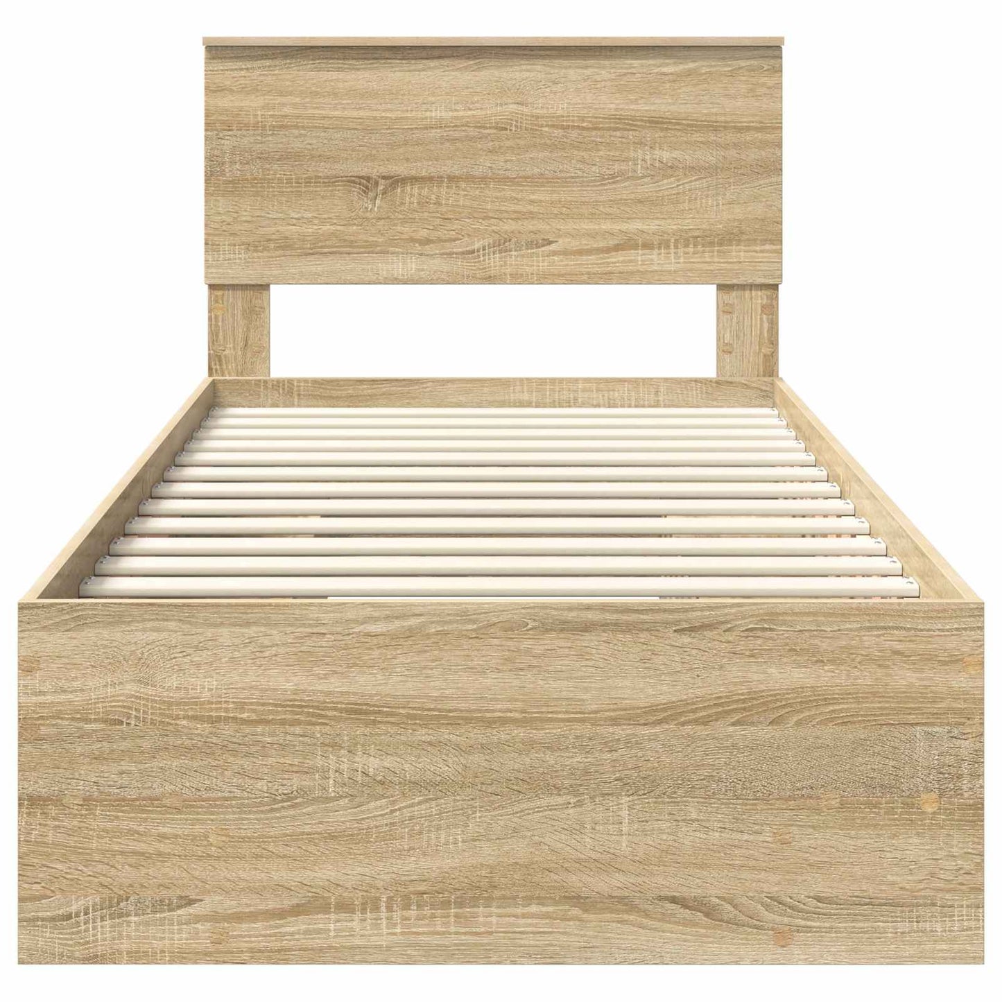 Bedframe met hoofdeinde Sonoma Eiken 120 x 123 cm Bewerkt hout is nu te koop bij PeponiXL, paradijselijk wonen!