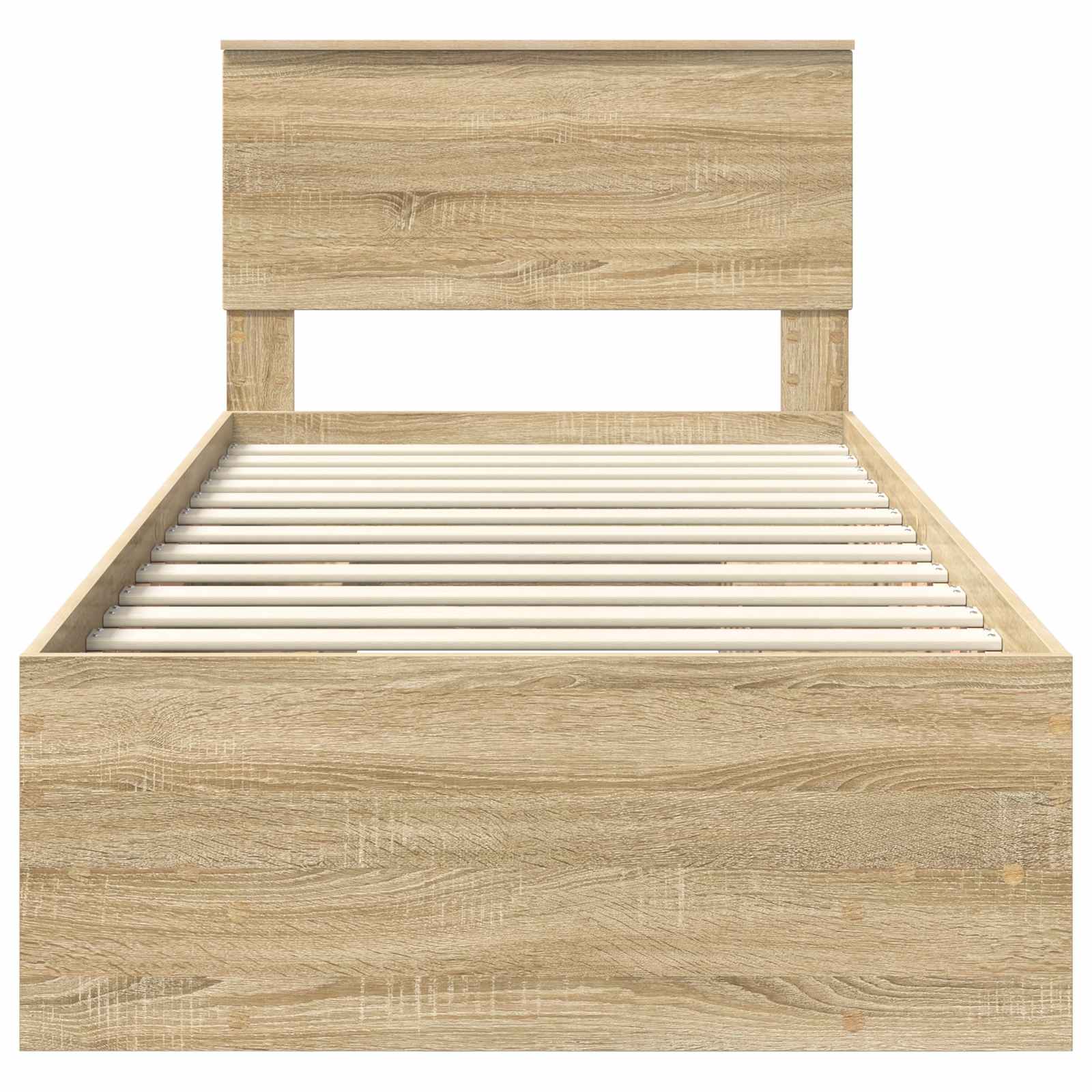 Bedframe met hoofdeinde Sonoma Eiken 120 x 123 cm Bewerkt hout is nu te koop bij PeponiXL, paradijselijk wonen!