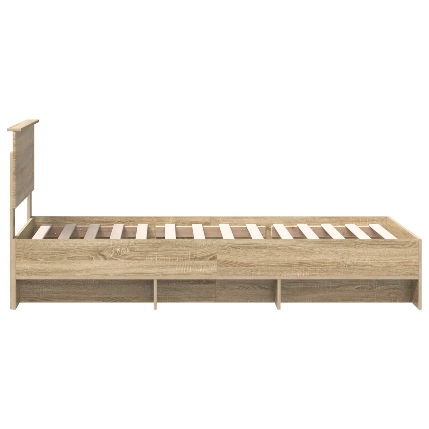 Bedframe met hoofdeinde Sonoma Eiken 120 x 123 cm Bewerkt hout is nu te koop bij PeponiXL, paradijselijk wonen!