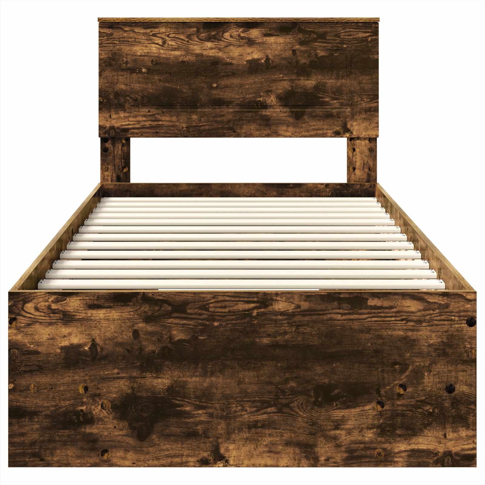 Bedframe met hoofdeinde Gerookt eiken 120 x 123 cm Bewerkt hout is nu te koop bij PeponiXL, paradijselijk wonen!