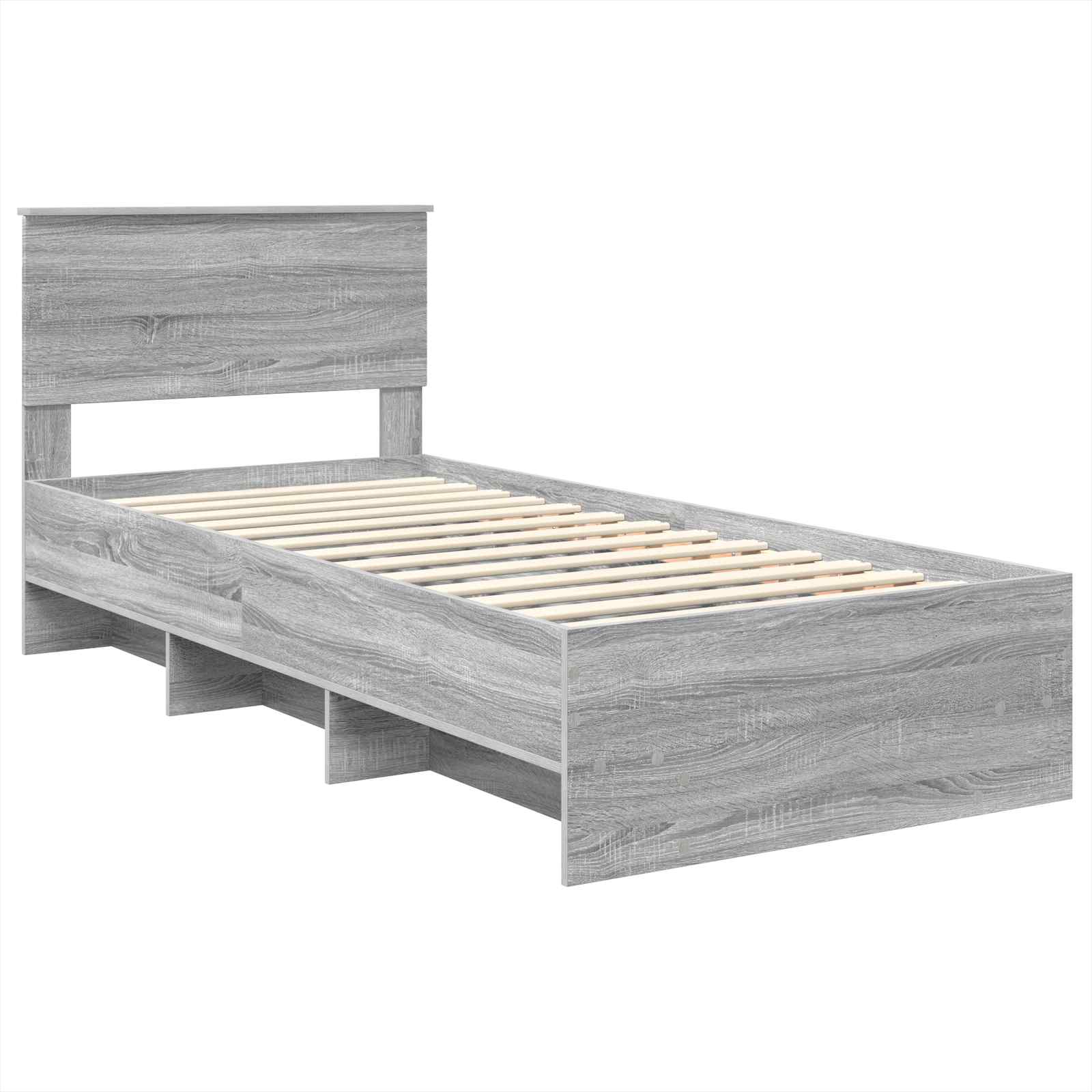 Bedframe met hoofdeinde Grijs Sonoma 120 x 123 cm Bewerkt hout is nu te koop bij PeponiXL, paradijselijk wonen!