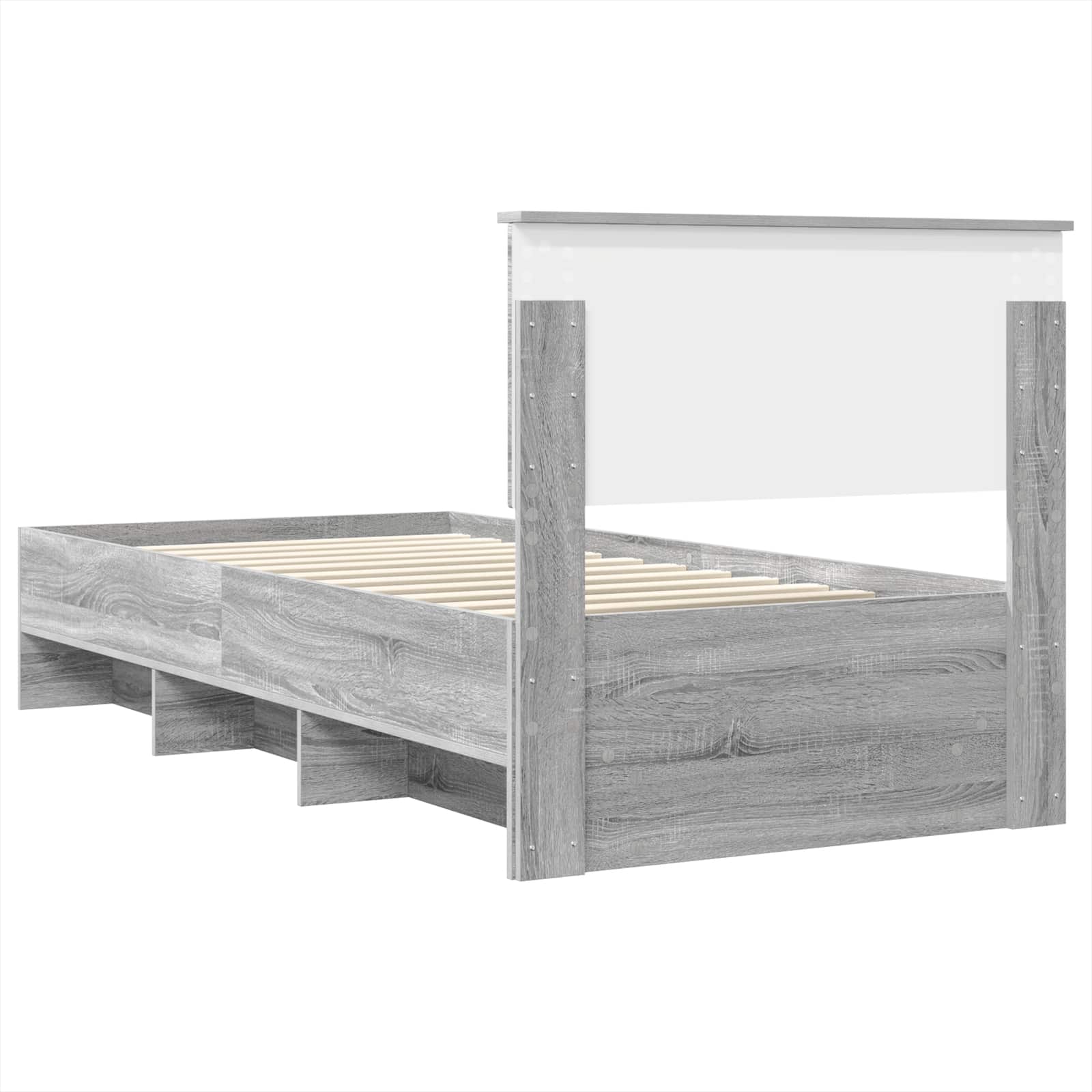 Bedframe met hoofdeinde Grijs Sonoma 120 x 123 cm Bewerkt hout is nu te koop bij PeponiXL, paradijselijk wonen!