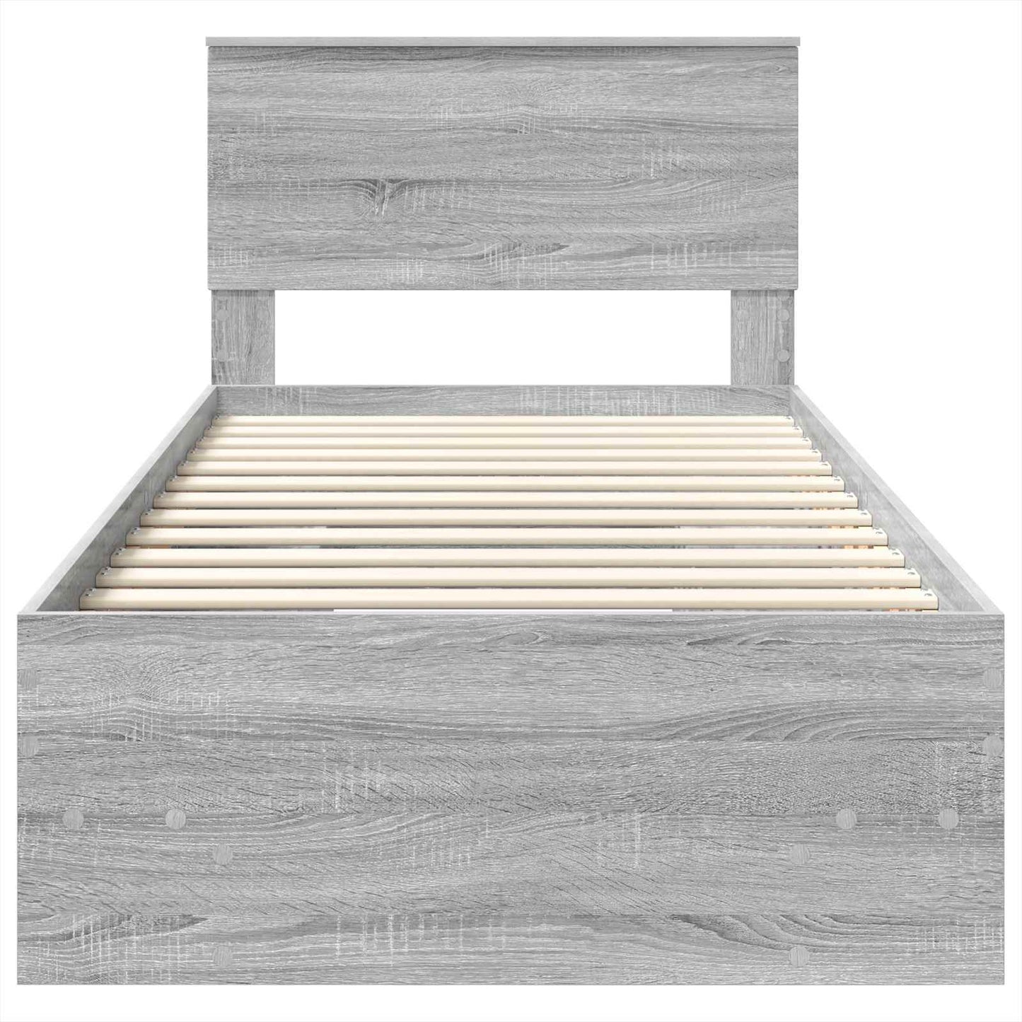 Bedframe met hoofdeinde Grijs Sonoma 120 x 123 cm Bewerkt hout is nu te koop bij PeponiXL, paradijselijk wonen!