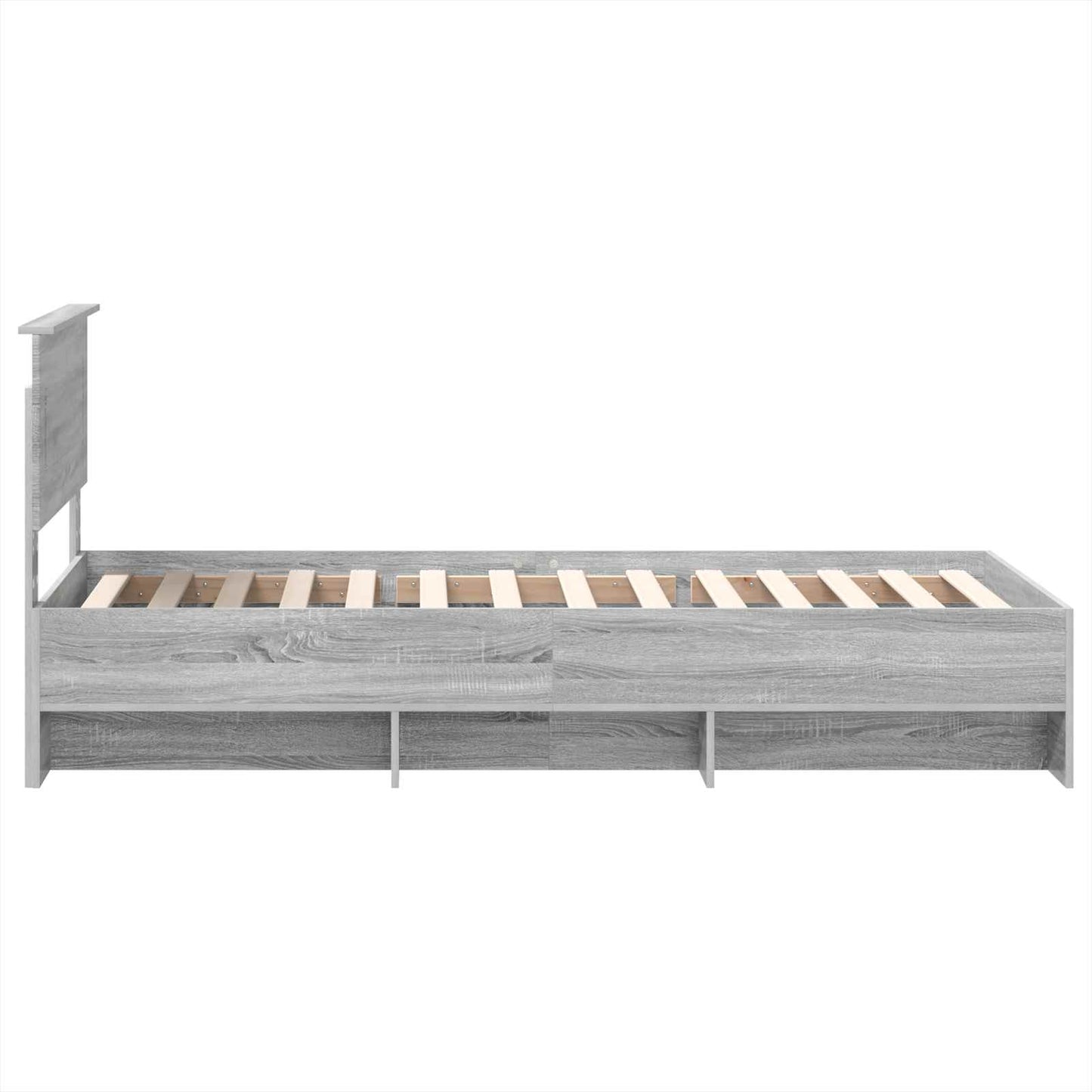 Bedframe met hoofdeinde Grijs Sonoma 120 x 123 cm Bewerkt hout is nu te koop bij PeponiXL, paradijselijk wonen!