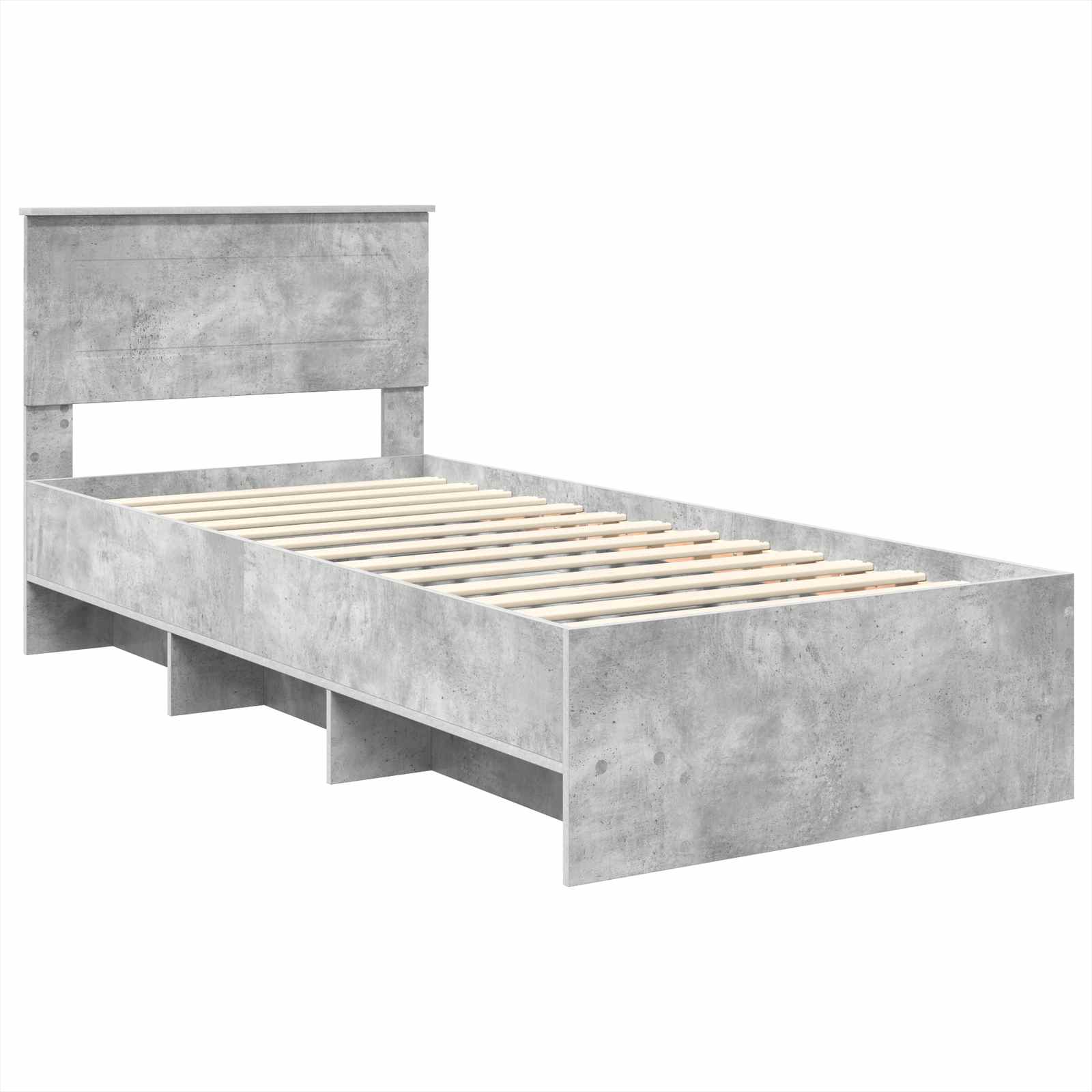 Bedframe met hoofdeinde Beton Grijs 90 x 200 cm Bewerkt hout is nu te koop bij PeponiXL, paradijselijk wonen!