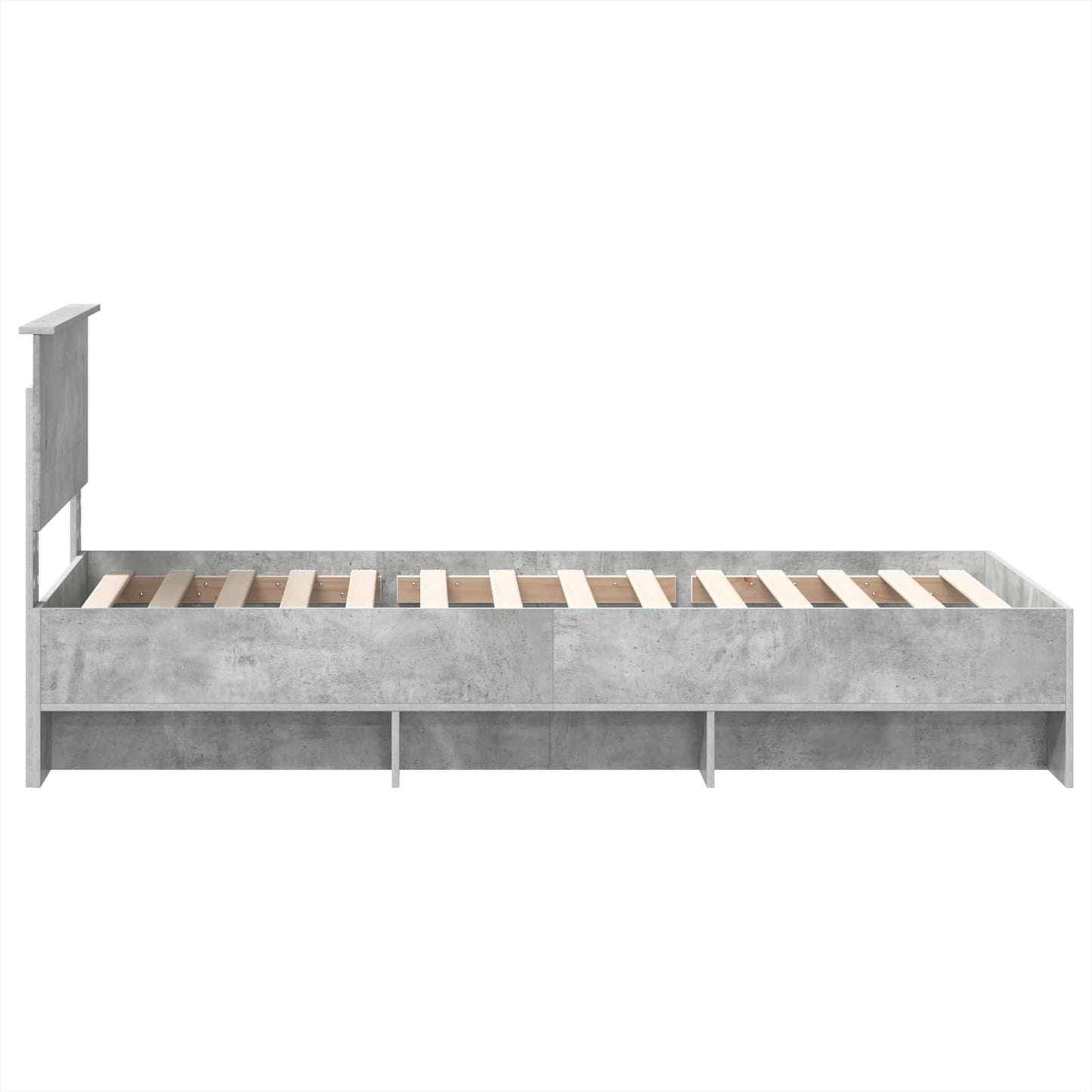 Bedframe met hoofdeinde Beton Grijs 90 x 200 cm Bewerkt hout is nu te koop bij PeponiXL, paradijselijk wonen!