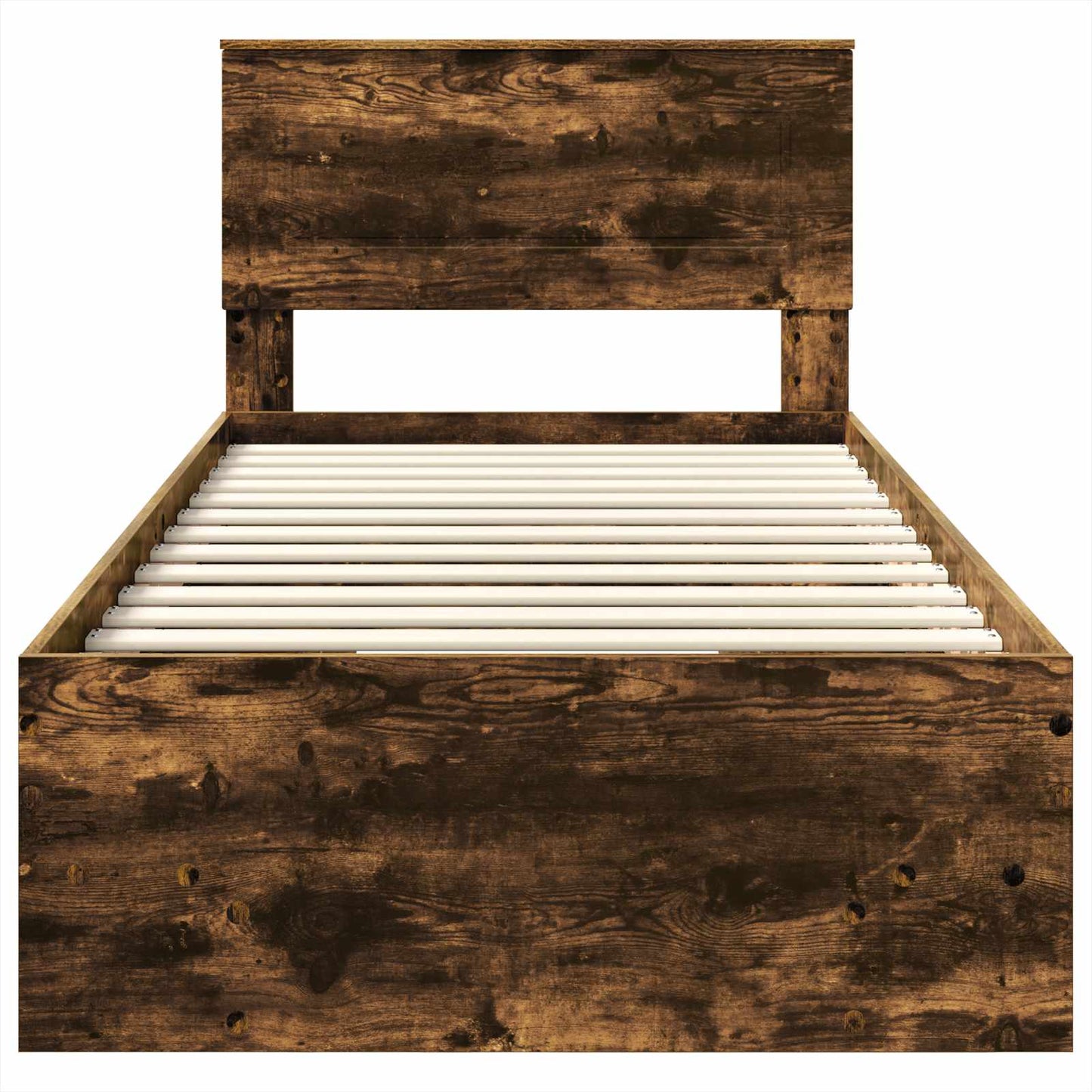 Bedframe met hoofdeinde Gerookt eiken 90 x 200 cm Bewerkt hout is nu te koop bij PeponiXL, paradijselijk wonen!