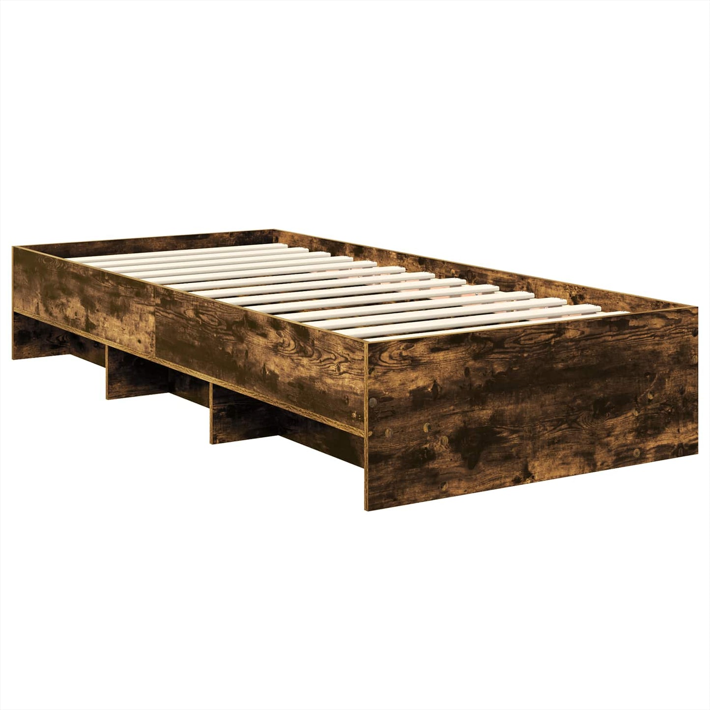 Bedframe met hoofdeinde Gerookt eiken 90 x 200 cm Bewerkt hout is nu te koop bij PeponiXL, paradijselijk wonen!