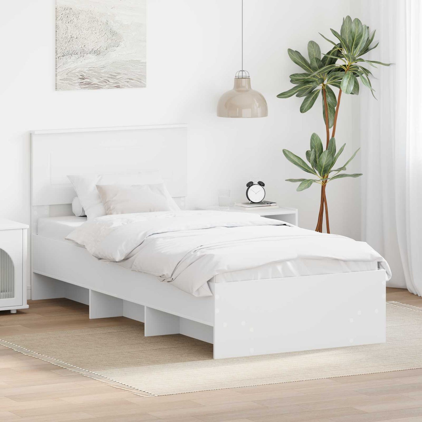 Bedframe met hoofdeinde Wit 80 x 200 cm Bewerkt hout is nu te koop bij PeponiXL, paradijselijk wonen!