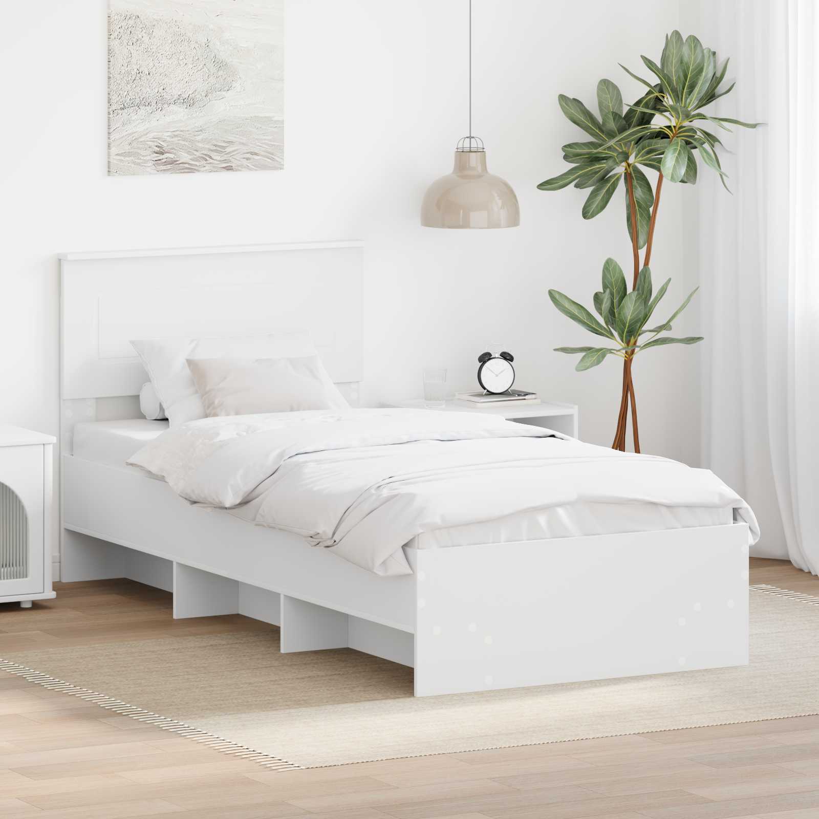 Bedframe met hoofdeinde Wit 80 x 200 cm Bewerkt hout is nu te koop bij PeponiXL, paradijselijk wonen!