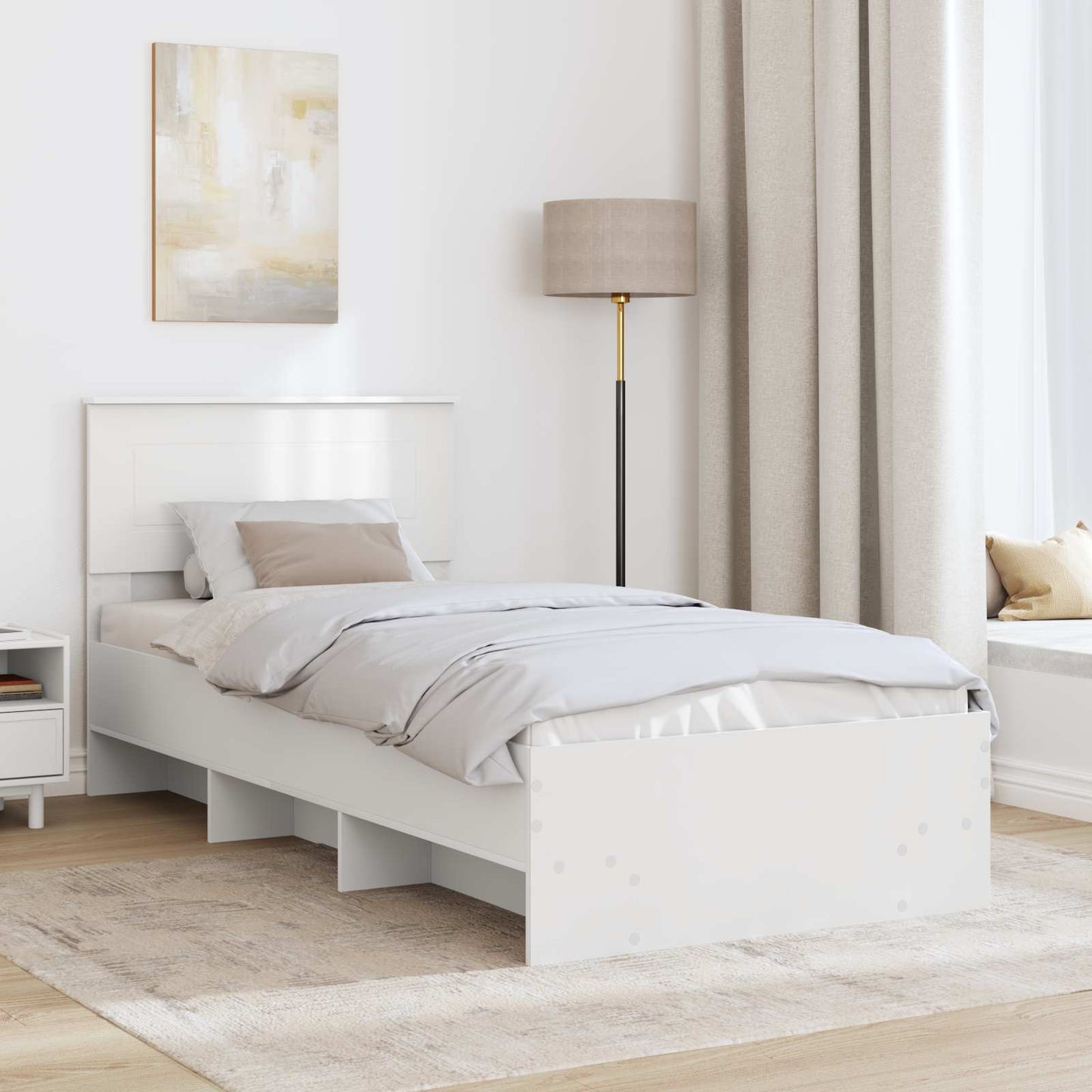 Bedframe met hoofdeinde Wit 80 x 200 cm Bewerkt hout is nu te koop bij PeponiXL, paradijselijk wonen!