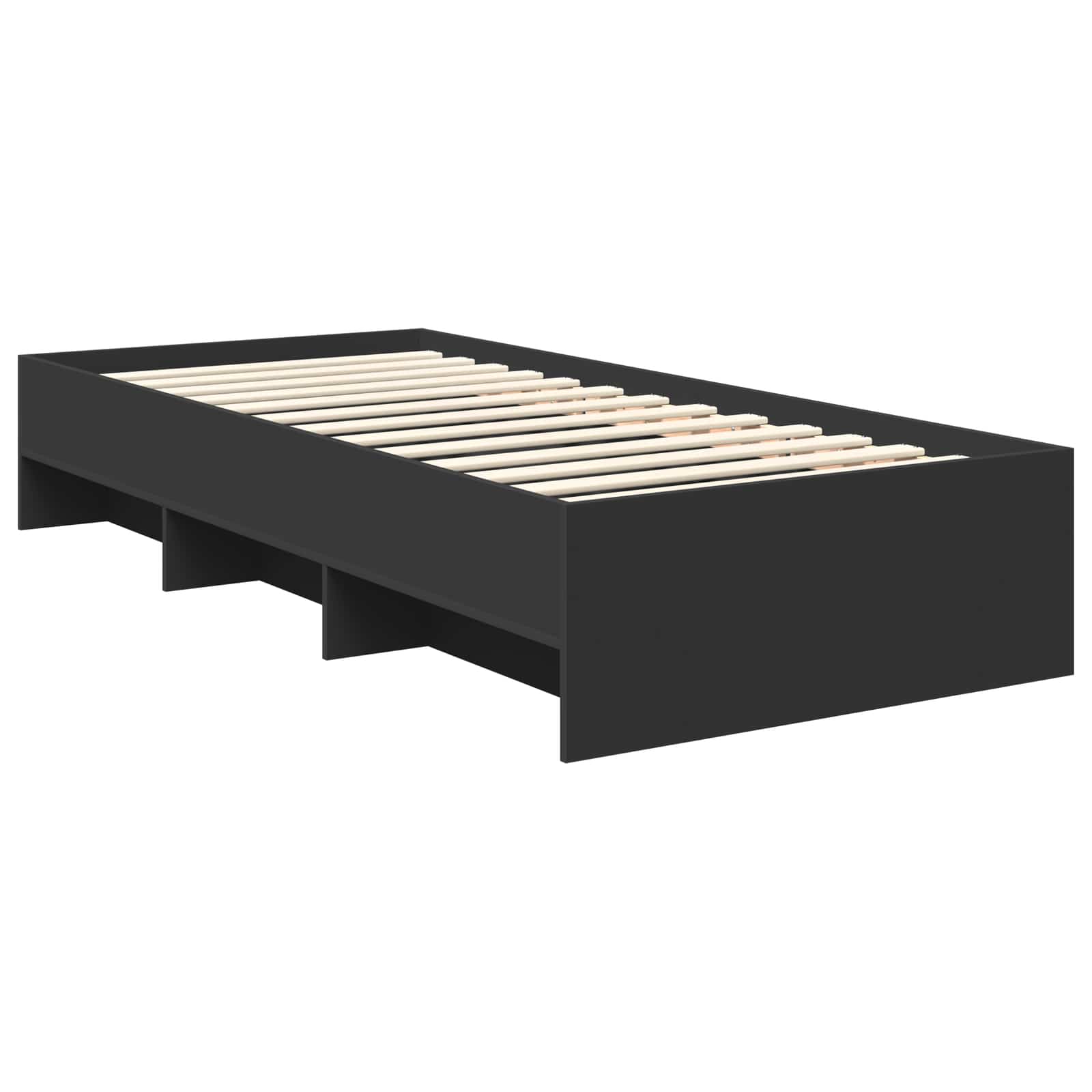 Bedframe met hoofdeinde Zwart 80 x 200 cm Bewerkt hout is nu te koop bij PeponiXL, paradijselijk wonen!