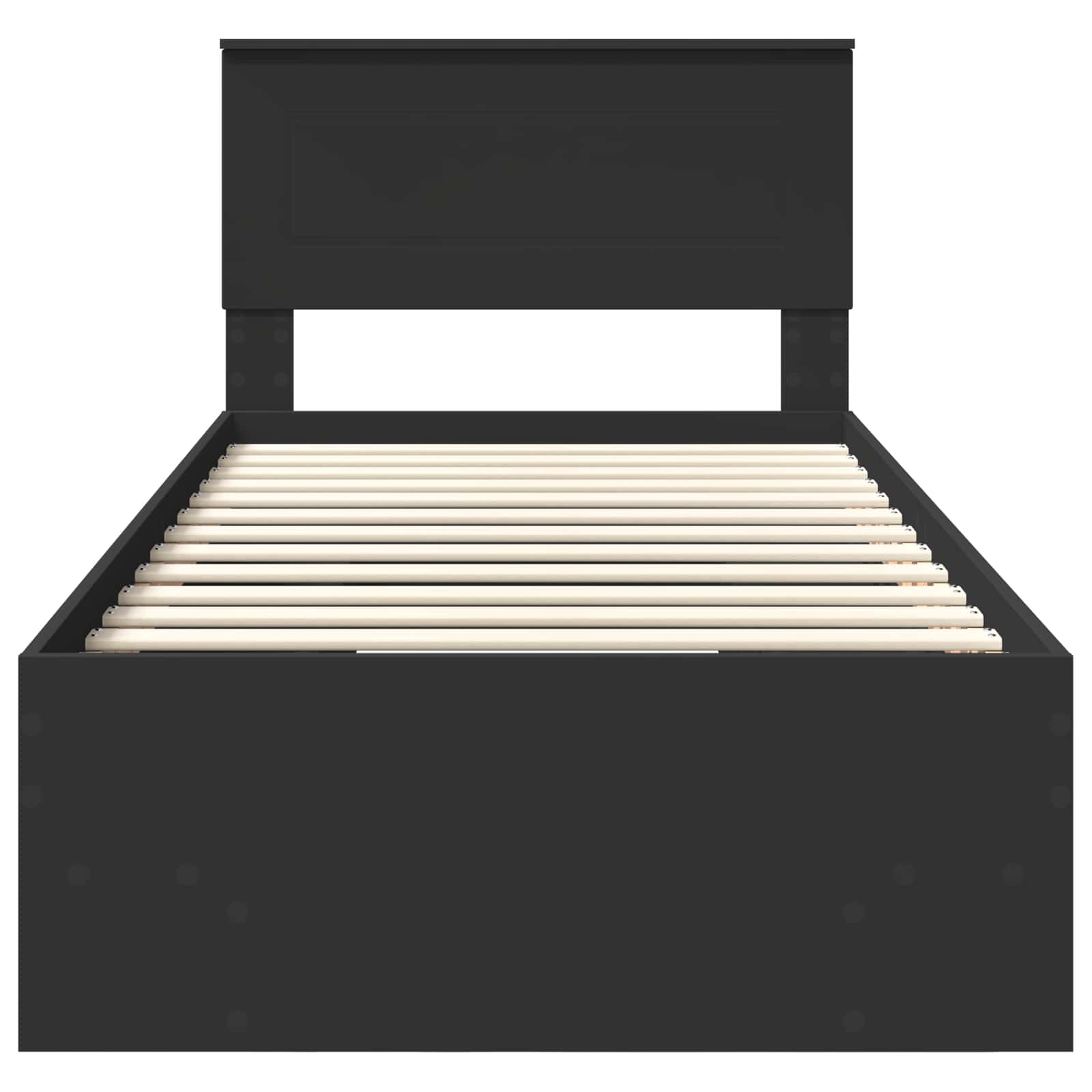 Bedframe met hoofdeinde Zwart 80 x 200 cm Bewerkt hout is nu te koop bij PeponiXL, paradijselijk wonen!