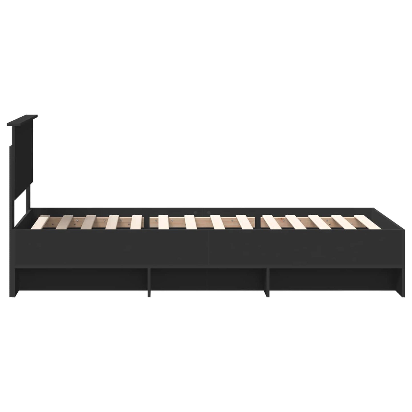 Bedframe met hoofdeinde Zwart 80 x 200 cm Bewerkt hout is nu te koop bij PeponiXL, paradijselijk wonen!