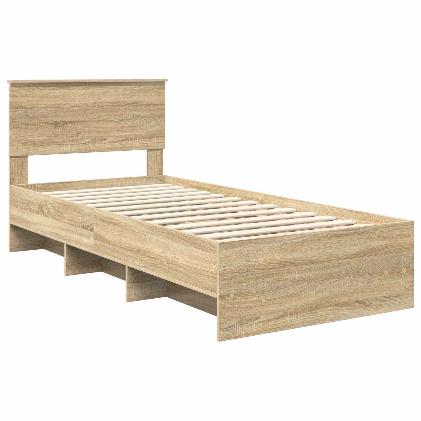 Bedframe met hoofdeinde Sonoma Eiken 80 x 200 cm Bewerkt hout is nu te koop bij PeponiXL, paradijselijk wonen!