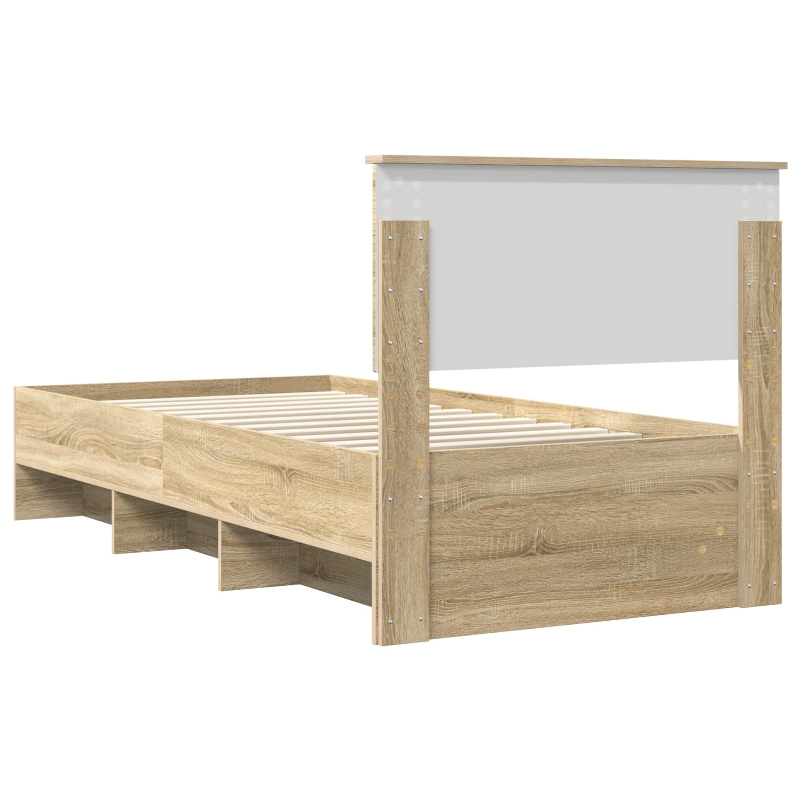 Bedframe met hoofdeinde Sonoma Eiken 80 x 200 cm Bewerkt hout is nu te koop bij PeponiXL, paradijselijk wonen!