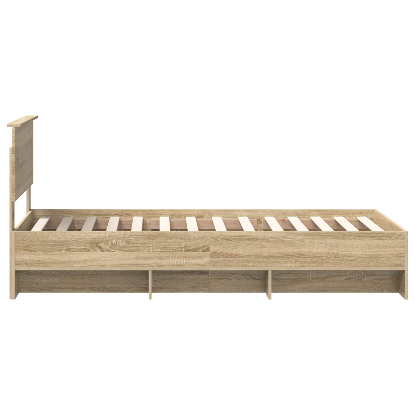 Bedframe met hoofdeinde Sonoma Eiken 80 x 200 cm Bewerkt hout is nu te koop bij PeponiXL, paradijselijk wonen!