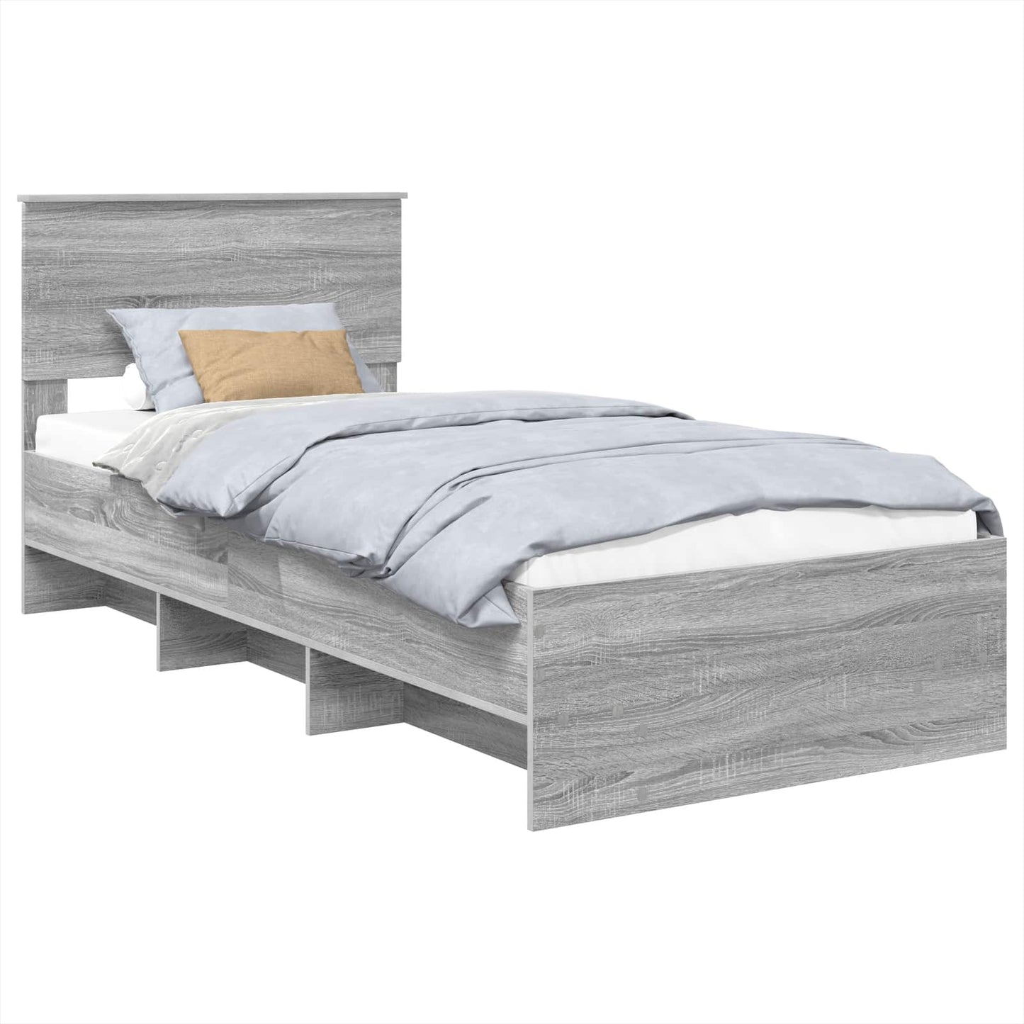 Bedframe met hoofdeinde Grijs Sonoma 80 x 200 cm Bewerkt hout is nu te koop bij PeponiXL, paradijselijk wonen!