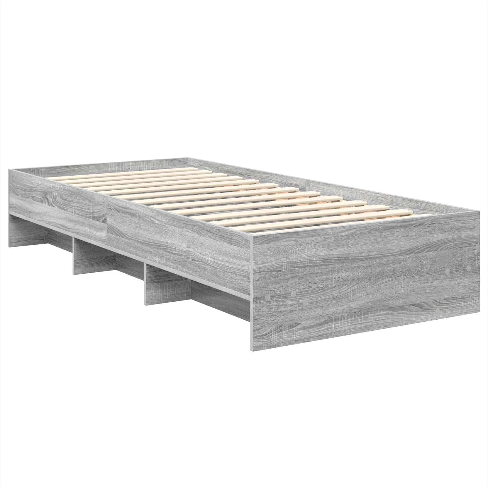 Bedframe met hoofdeinde Grijs Sonoma 80 x 200 cm Bewerkt hout is nu te koop bij PeponiXL, paradijselijk wonen!