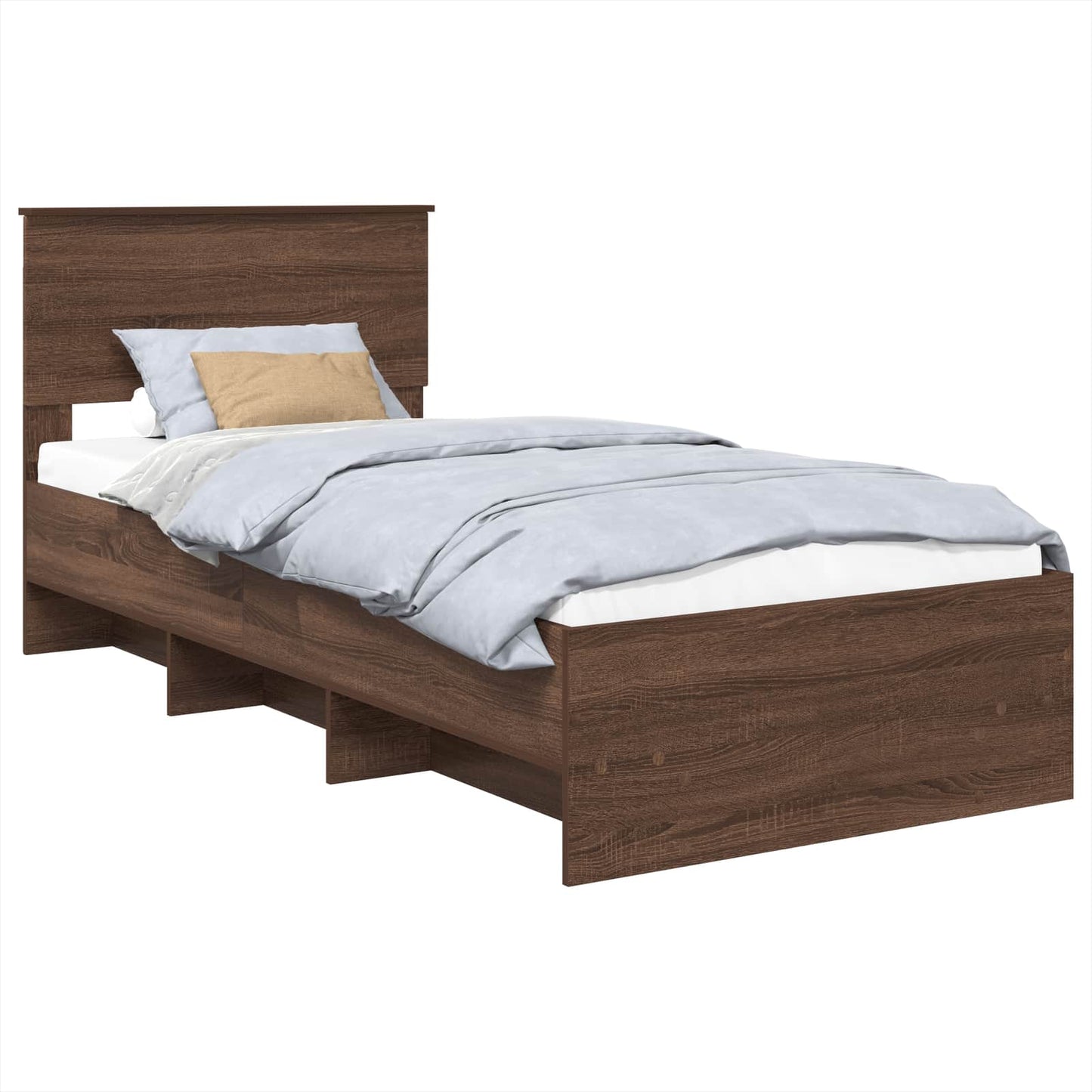 Bedframe met hoofdeinde Bruin Eiken 80 x 200 cm Bewerkt hout is nu te koop bij PeponiXL, paradijselijk wonen!