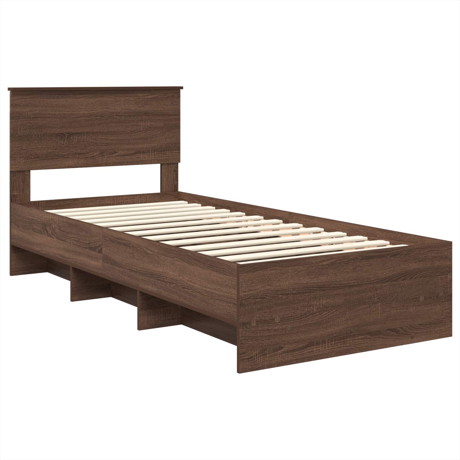 Bedframe met hoofdeinde Bruin Eiken 80 x 200 cm Bewerkt hout is nu te koop bij PeponiXL, paradijselijk wonen!