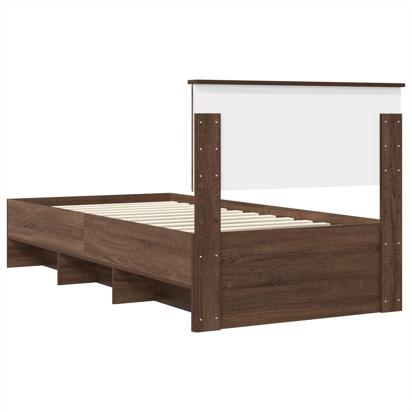 Bedframe met hoofdeinde Bruin Eiken 80 x 200 cm Bewerkt hout is nu te koop bij PeponiXL, paradijselijk wonen!