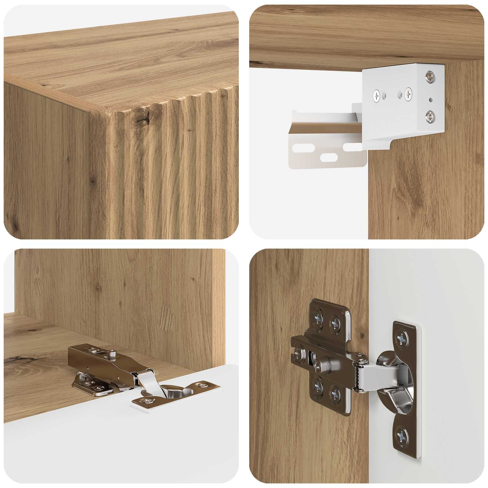 TV Wandkast Set 4 pcs Artisan Eiken Bewerkt hout is nu te koop bij PeponiXL, paradijselijk wonen!