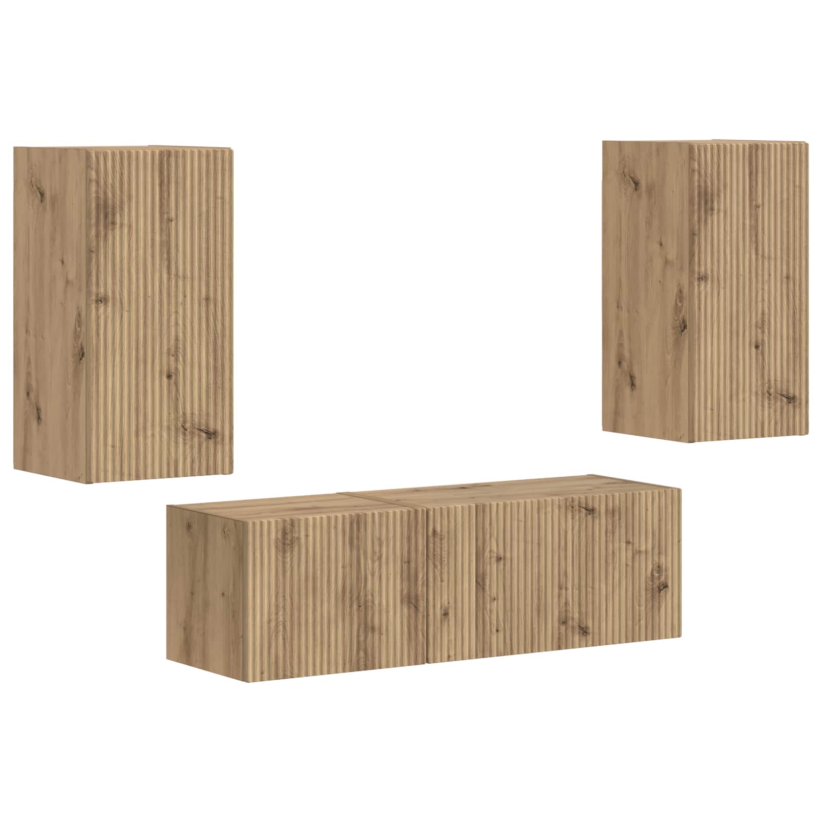 TV Wandkast Set 4 pcs Artisan Eiken Bewerkt hout is nu te koop bij PeponiXL, paradijselijk wonen!