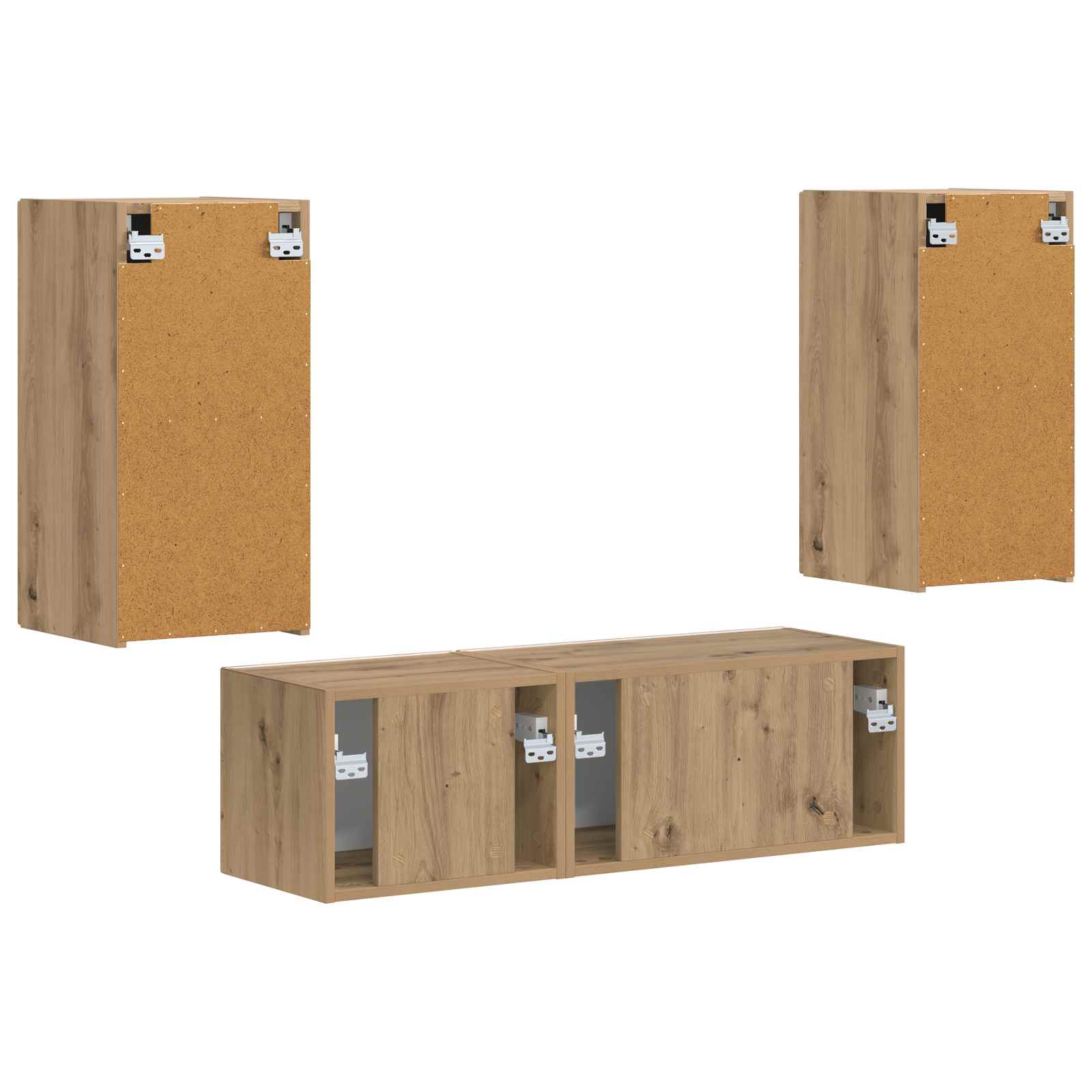 TV Wandkast Set 4 pcs Artisan Eiken Bewerkt hout is nu te koop bij PeponiXL, paradijselijk wonen!