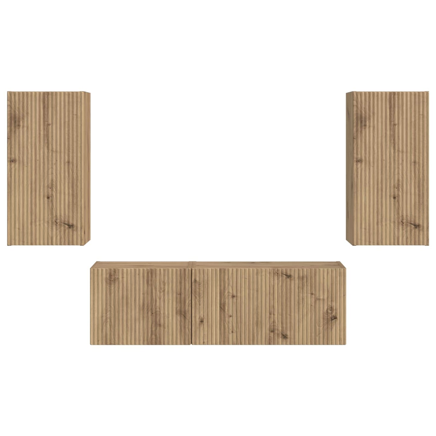 TV Wandkast Set 4 pcs Artisan Eiken Bewerkt hout is nu te koop bij PeponiXL, paradijselijk wonen!