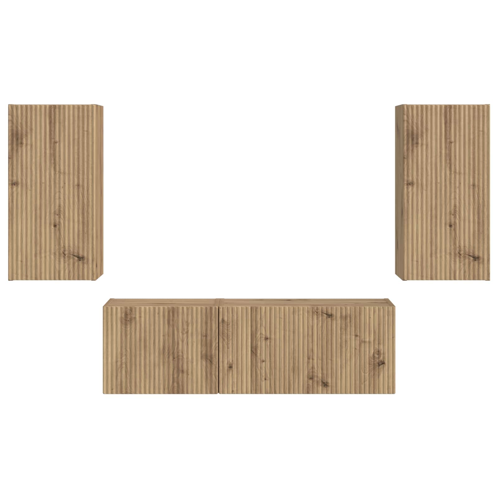 TV Wandkast Set 4 pcs Artisan Eiken Bewerkt hout is nu te koop bij PeponiXL, paradijselijk wonen!