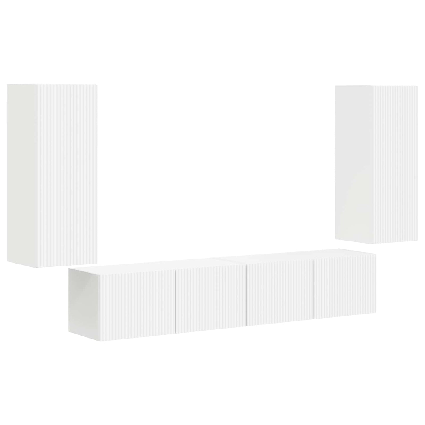 TV Wandkast Set Wandgemonteerd 4 pcs Wit Bewerkt hout is nu te koop bij PeponiXL, paradijselijk wonen!