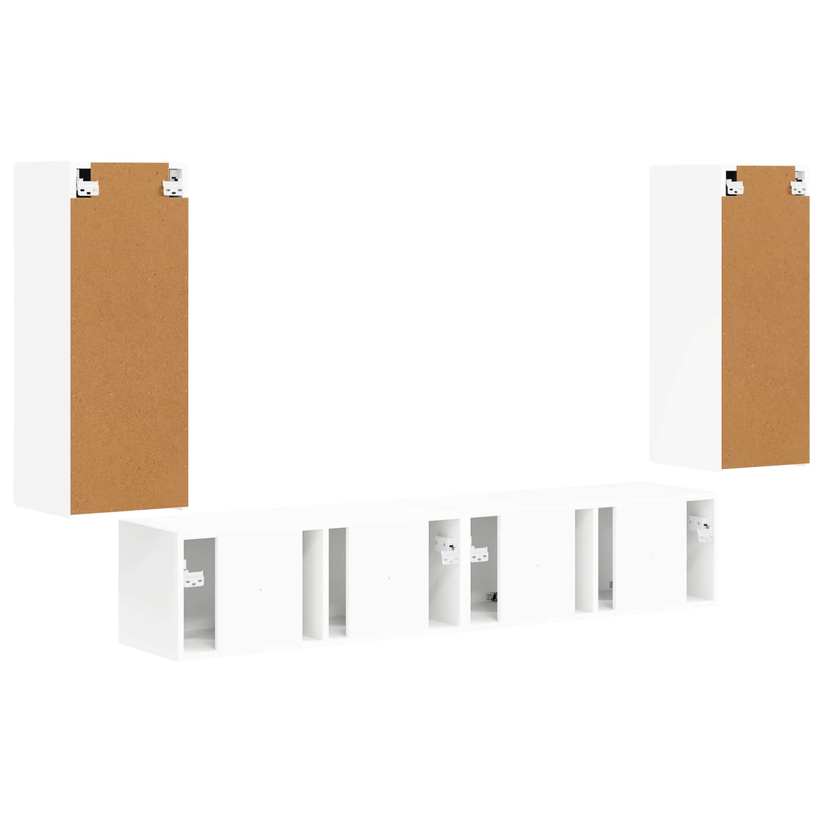 TV Wandkast Set Wandgemonteerd 4 pcs Wit Bewerkt hout is nu te koop bij PeponiXL, paradijselijk wonen!