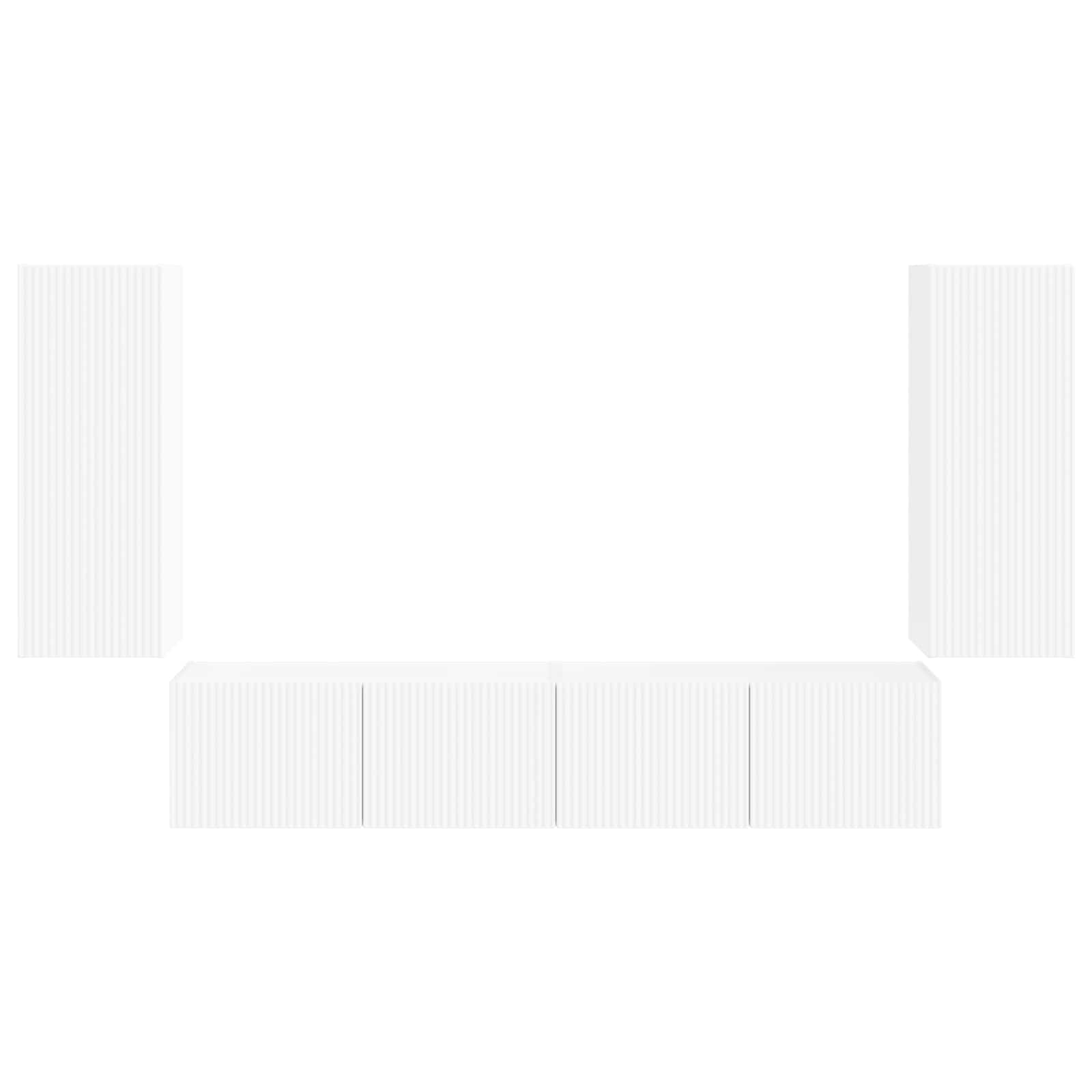 TV Wandkast Set Wandgemonteerd 4 pcs Wit Bewerkt hout is nu te koop bij PeponiXL, paradijselijk wonen!