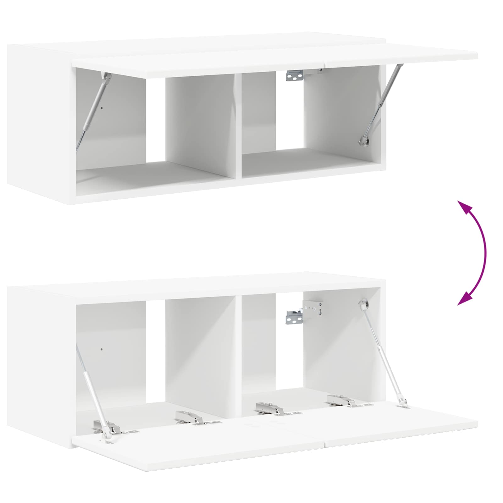 TV Wandkast Set Wandgemonteerd 4 pcs Wit Bewerkt hout is nu te koop bij PeponiXL, paradijselijk wonen!